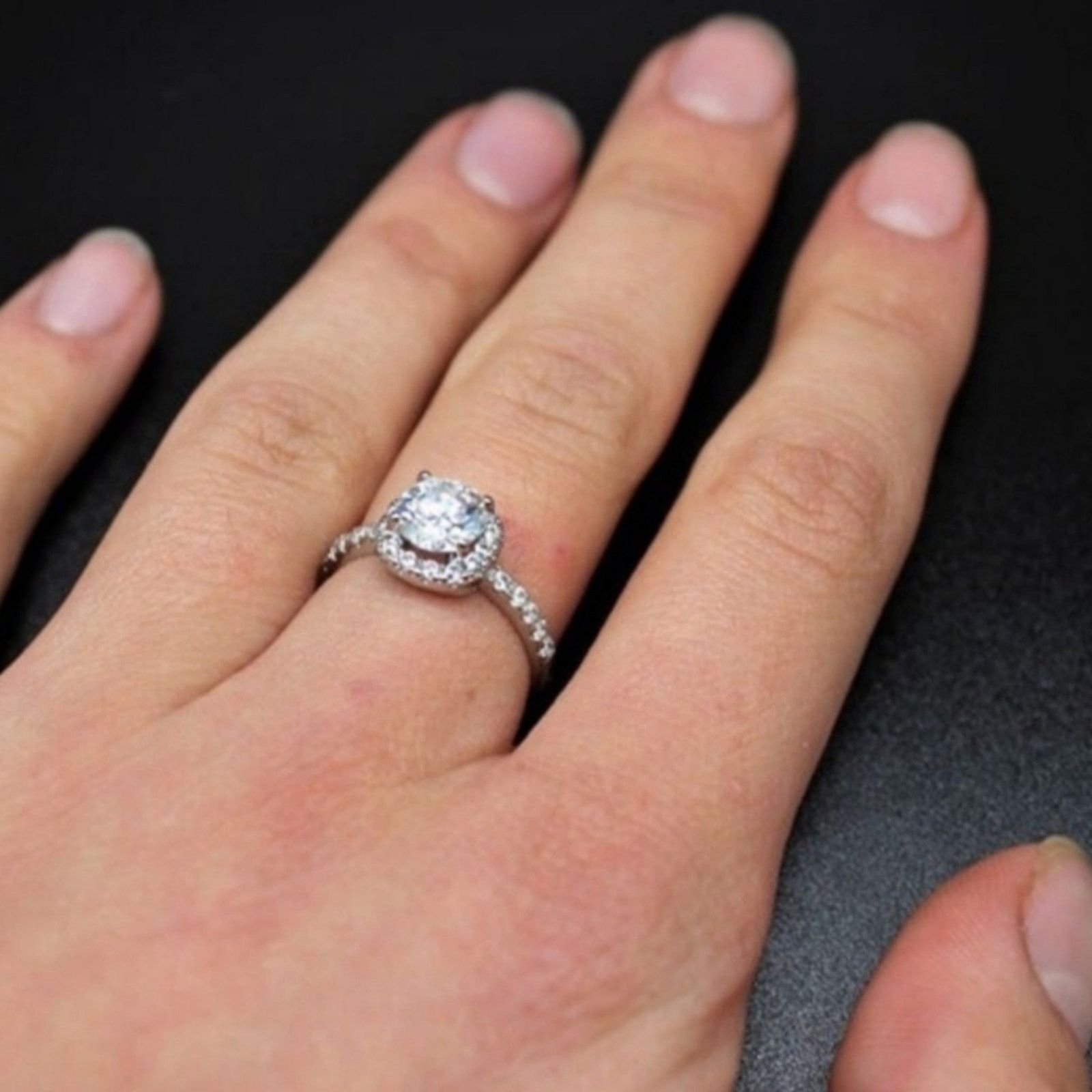 Other 925 Sterling Silver Moissanite Engagement Ring Size 8 Size ONE SIZE - 8 Thumbnail