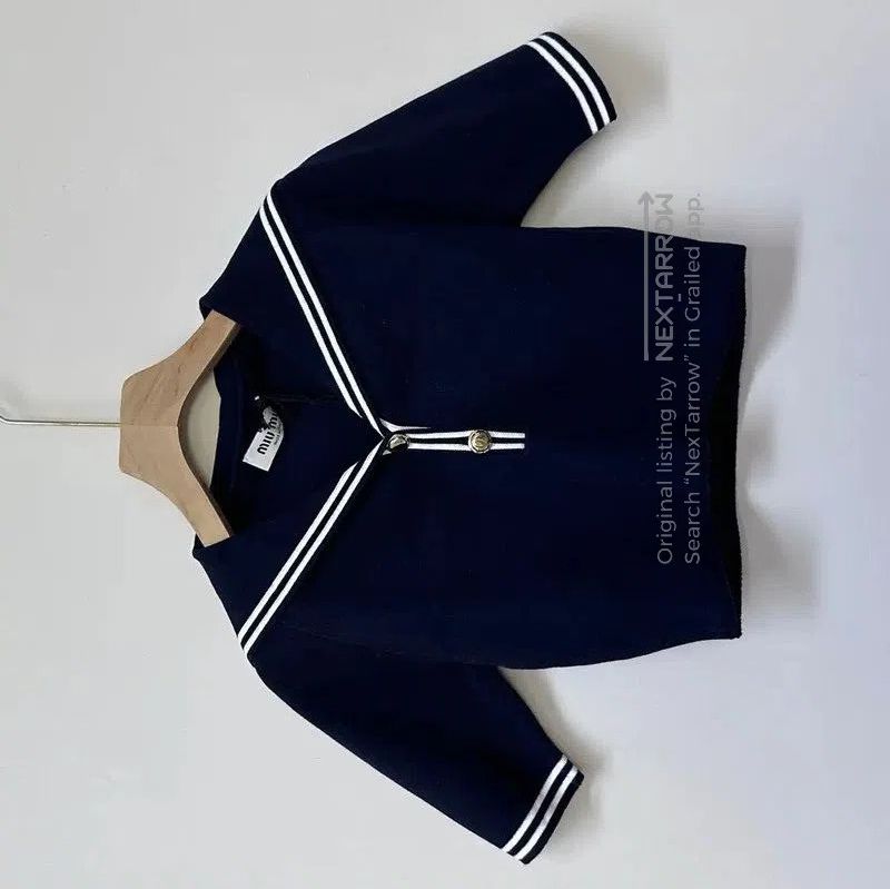Miu Miu Miu Miu Navy Cotton Pullover Sweater . Size XS / US 0-2 / IT 36-38 - 1 Thumbnail