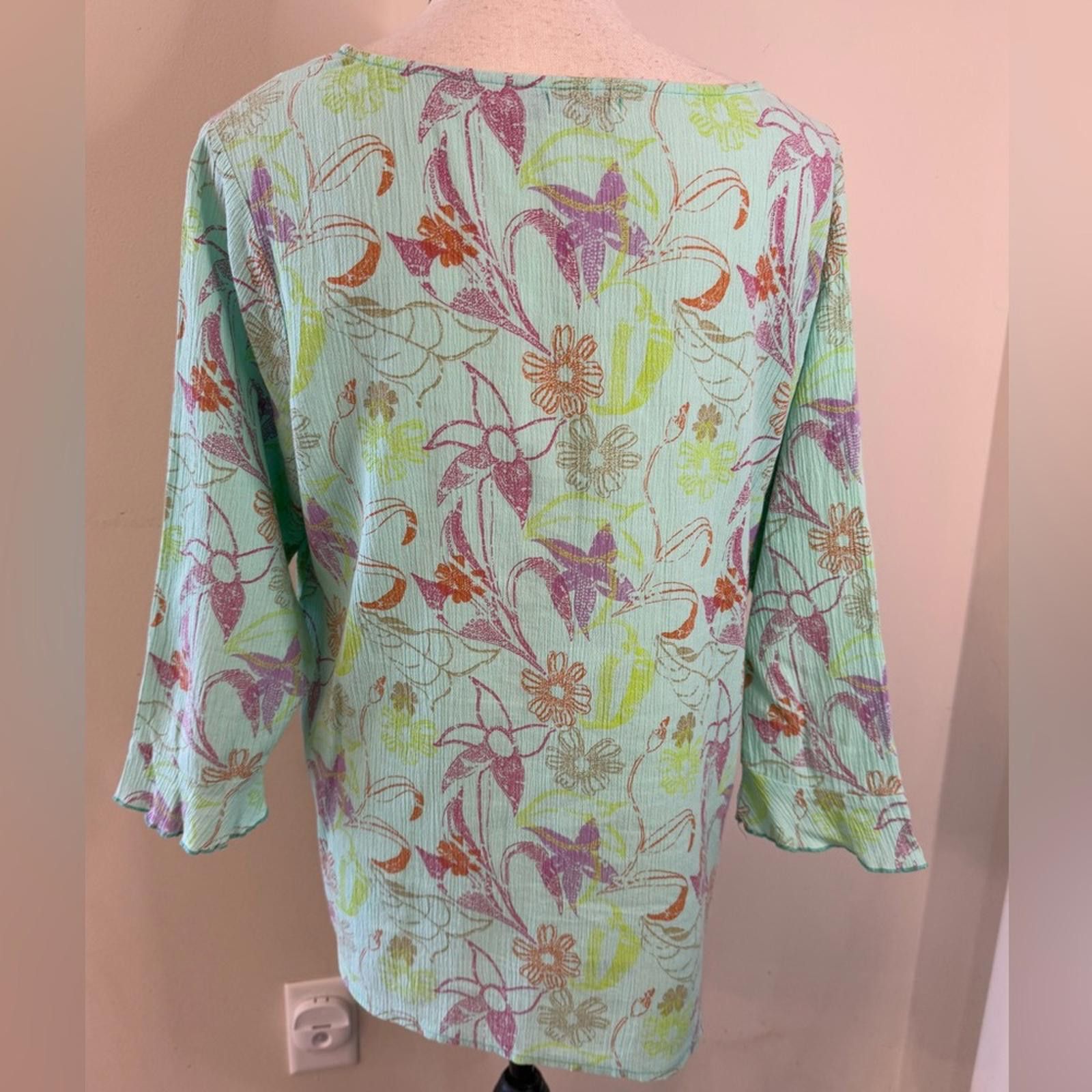 Other Sun Bay 100% cotton gauzy colorful tropical top SZ Medium Size M / US 6-8 / IT 42-44 - 4 Thumbnail