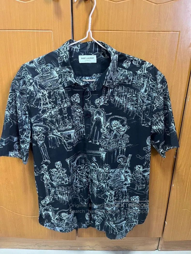 Saint Laurent Paris Saint Laurent Black Skull Short Sleeve Shirt. Size US M / EU 48-50 / 2 - 1 Thumbnail