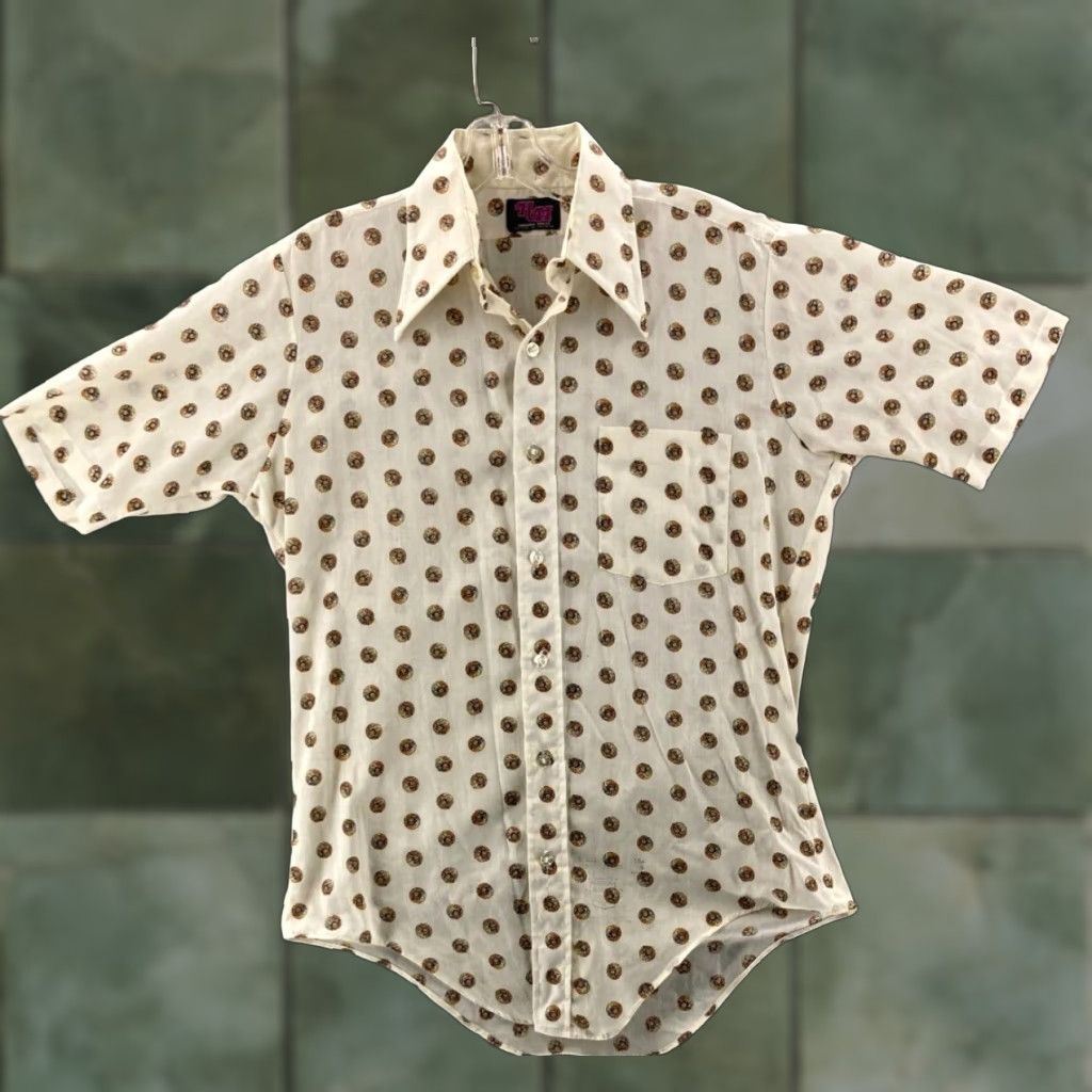 H&M VINTAGE H&M Shirt Mens L Button-Up Short Sleeve USA Made Black 80s 90s Argyle/Diamond Size US L / EU 52-54 / 3 - 1 Thumbnail