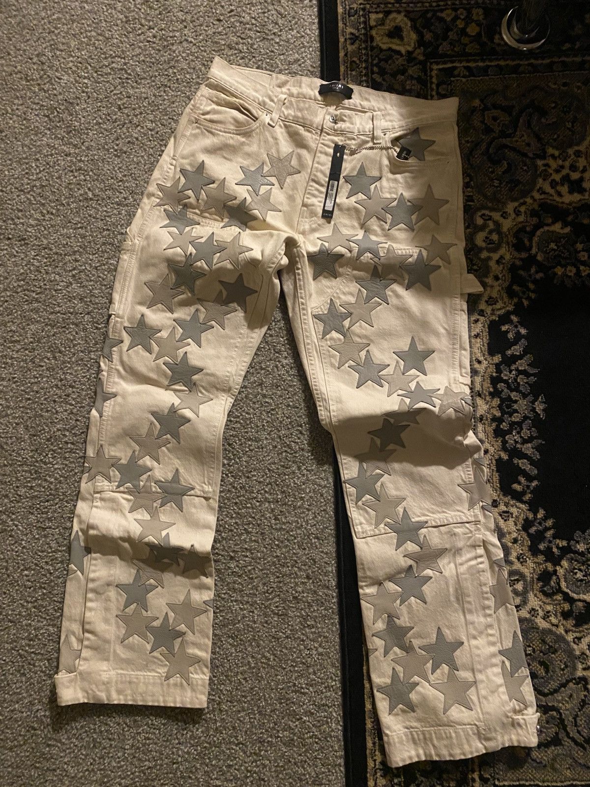 Amiri Chemist Leather Star Patch Double Knee Carpenter Pants Size US 32 / EU 48 - 2 Thumbnail