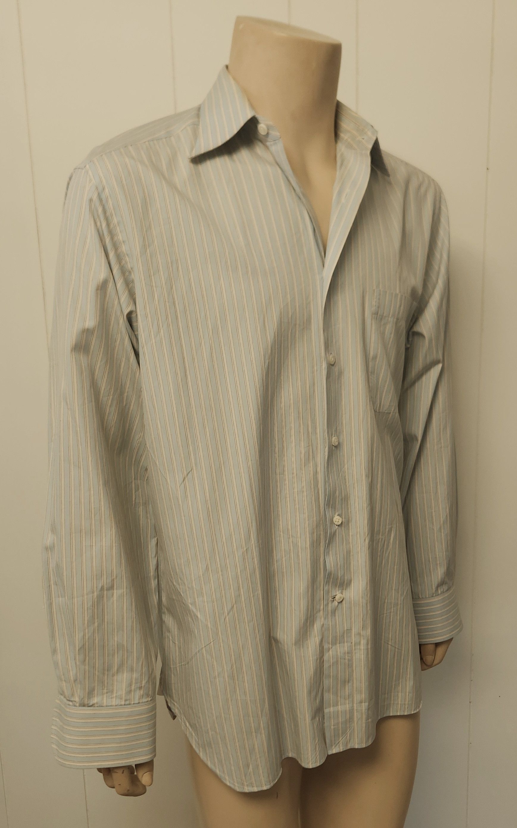 Ermenegildo Zegna Zegna men's striped shirt L cotton button front Size US L / EU 52-54 / 3 - 4 Thumbnail