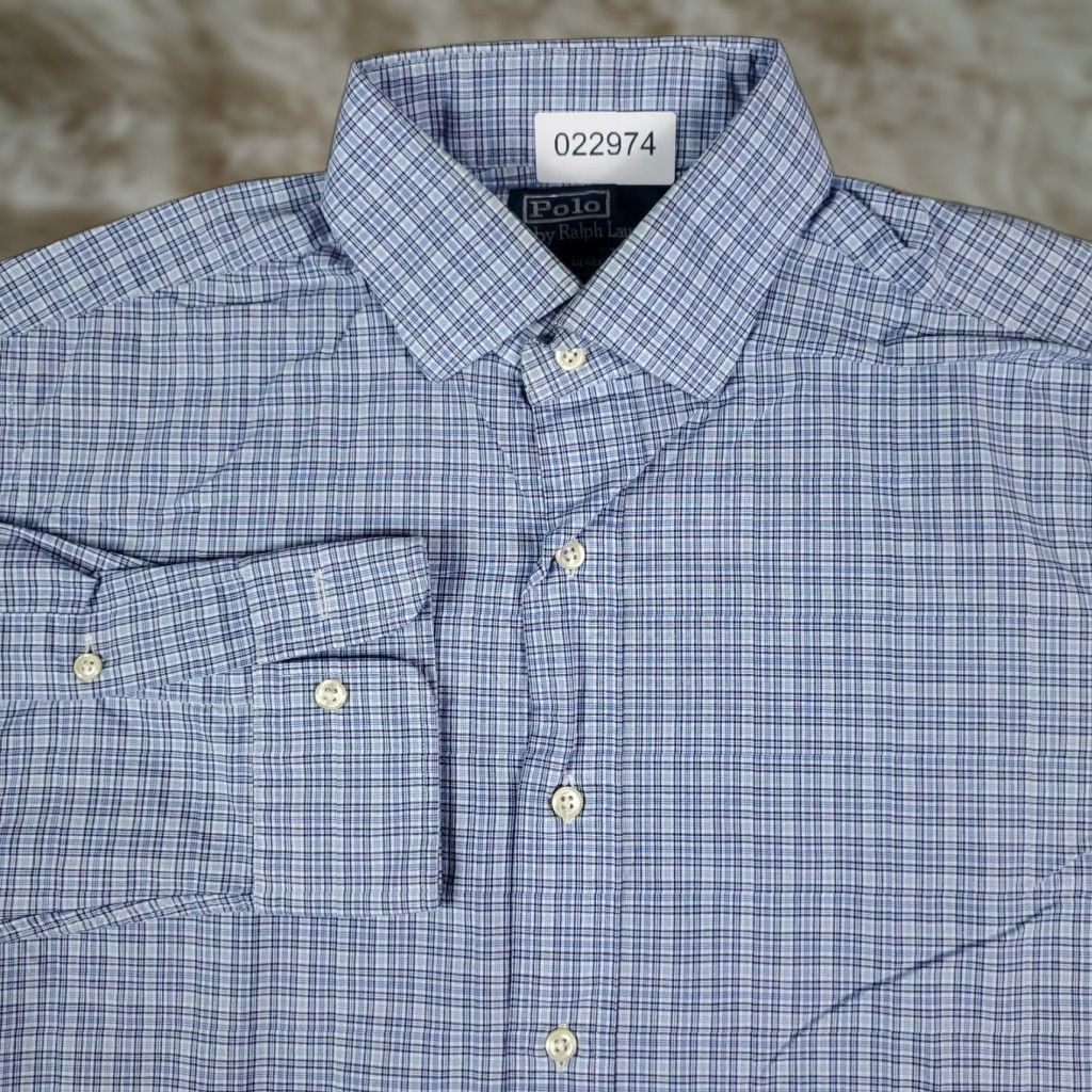 Ralph Lauren Ralph Lauren Dress Shirt Mens 16 Blue Plaid Regent Long Sleeve Button-Down Collared 16 Boy/Men's? Size 42R - 1 Thumbnail