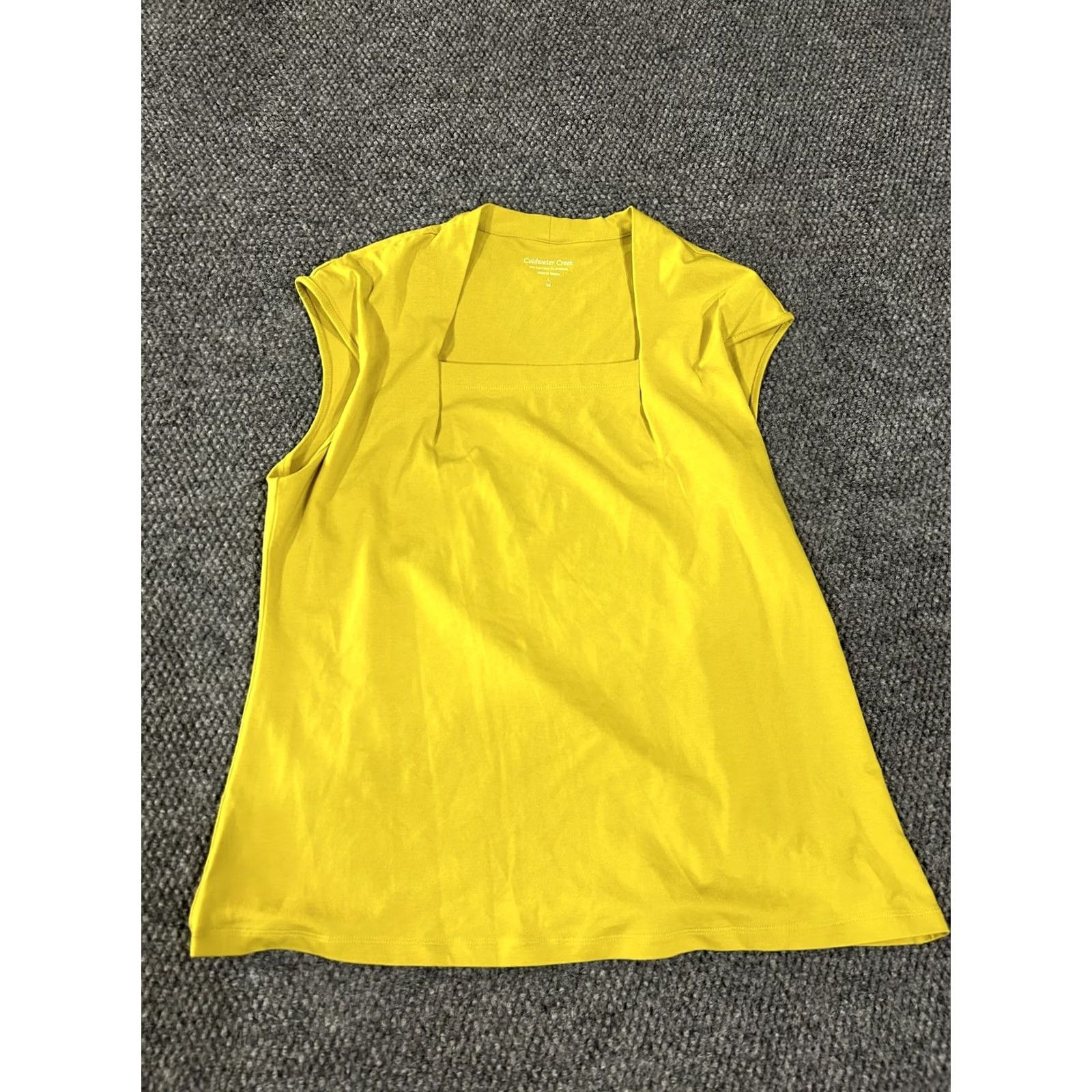 Coldwater Creek Coldwater Creek Shirt Womens Large Yellow Square Neck Cap Sleeve T-Shirt Size L / US 10 / IT 46 - 2 Thumbnail