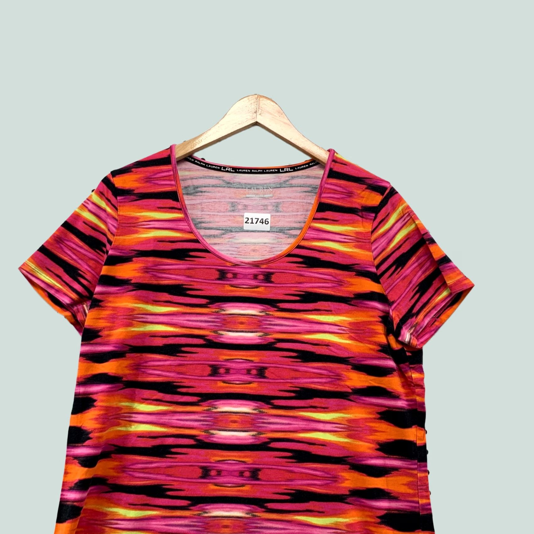 Ralph Lauren VINTAGE LRL Lauren Ralph Lauren Active Shirt Women's XL Striped Pink Orange T-Shirt 20.5x27 Size XL / US 12-14 / IT 48-50 - 1 Thumbnail