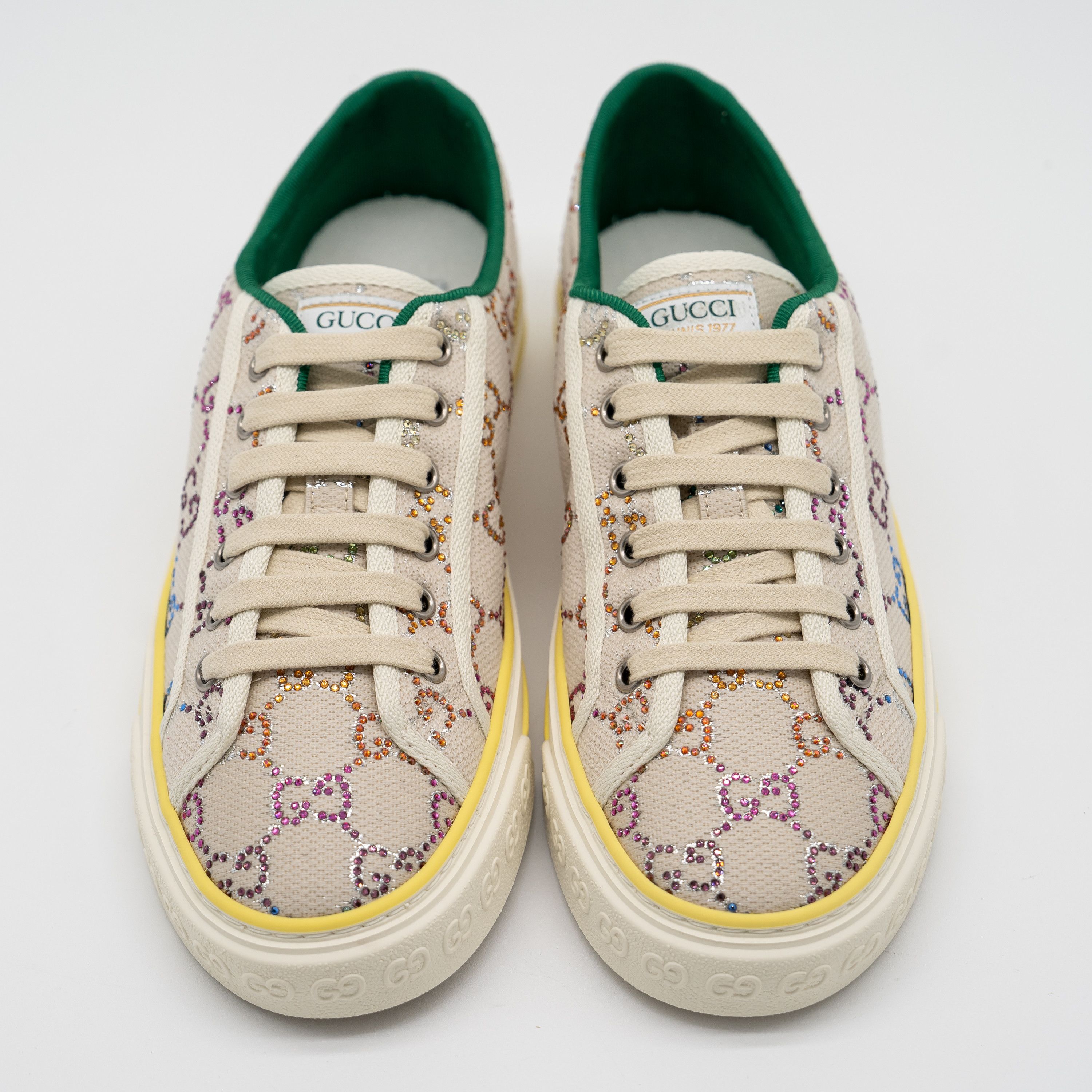 Gucci 40G 10 us Gucci Canvas Crystal GG 1977 Tennis Sneakers Beige Size US 10 / IT 40 - 3 Thumbnail