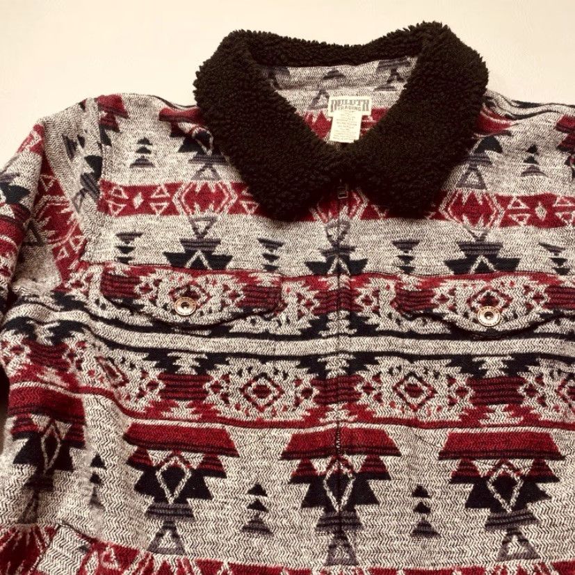 Vintage Duluth Trading Co. Womens Large Tribal Navajo Blanket Coat Aztec Sherpa Trim Size L / US 10 / IT 46 - 5 Thumbnail