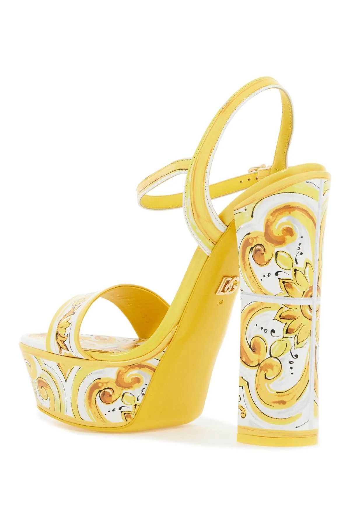 Dolce & Gabbana o1s22i1n1024 Shiny Leather Platform Sandals in Yellow Size US 7 / IT 37 - 3 Thumbnail