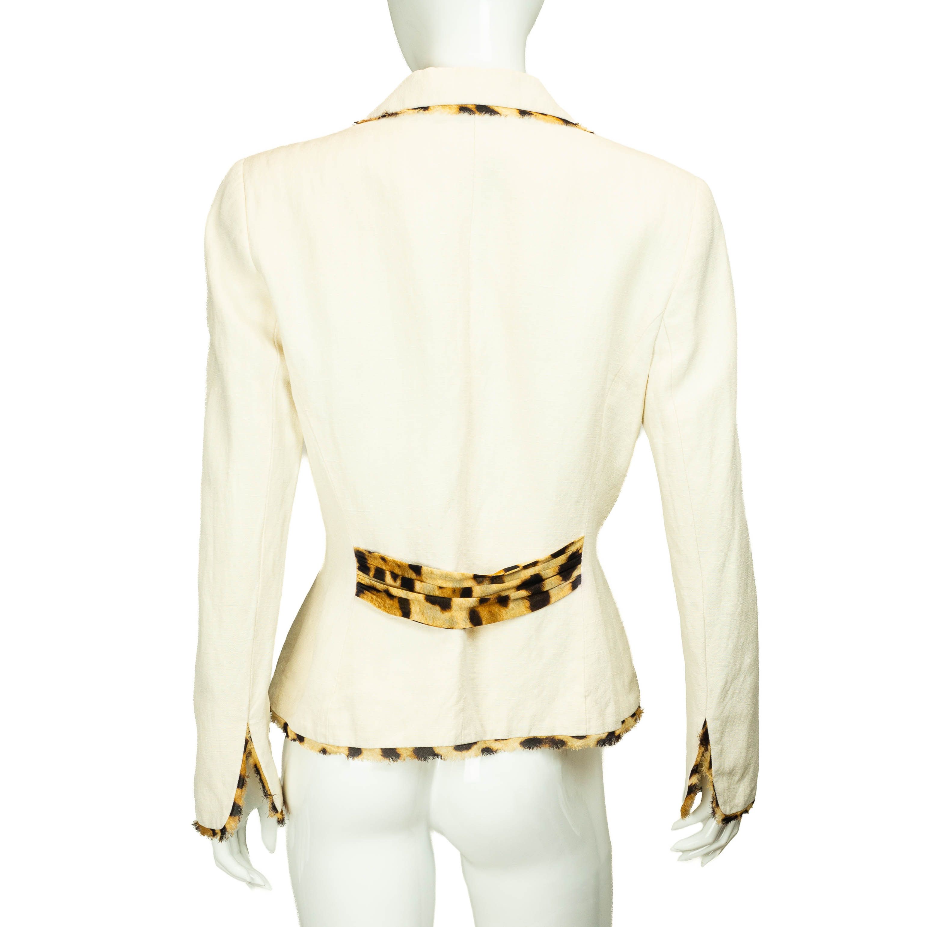 Escada ESCADA Beige Leopard Silk Linen Blazer Vintage 90s 00s Size M / US 6-8 / IT 42-44 - 5 Thumbnail