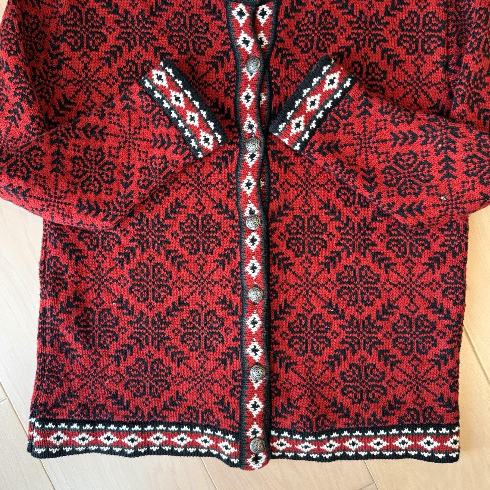 Vintage VINTAGE LL Bean Nordic Cardigan Women's M Red Argyle Norse Aran Sweater Cardigan Knit Pullover Crew Neck Size M / US 6-8 / IT 42-44 - 7 Thumbnail
