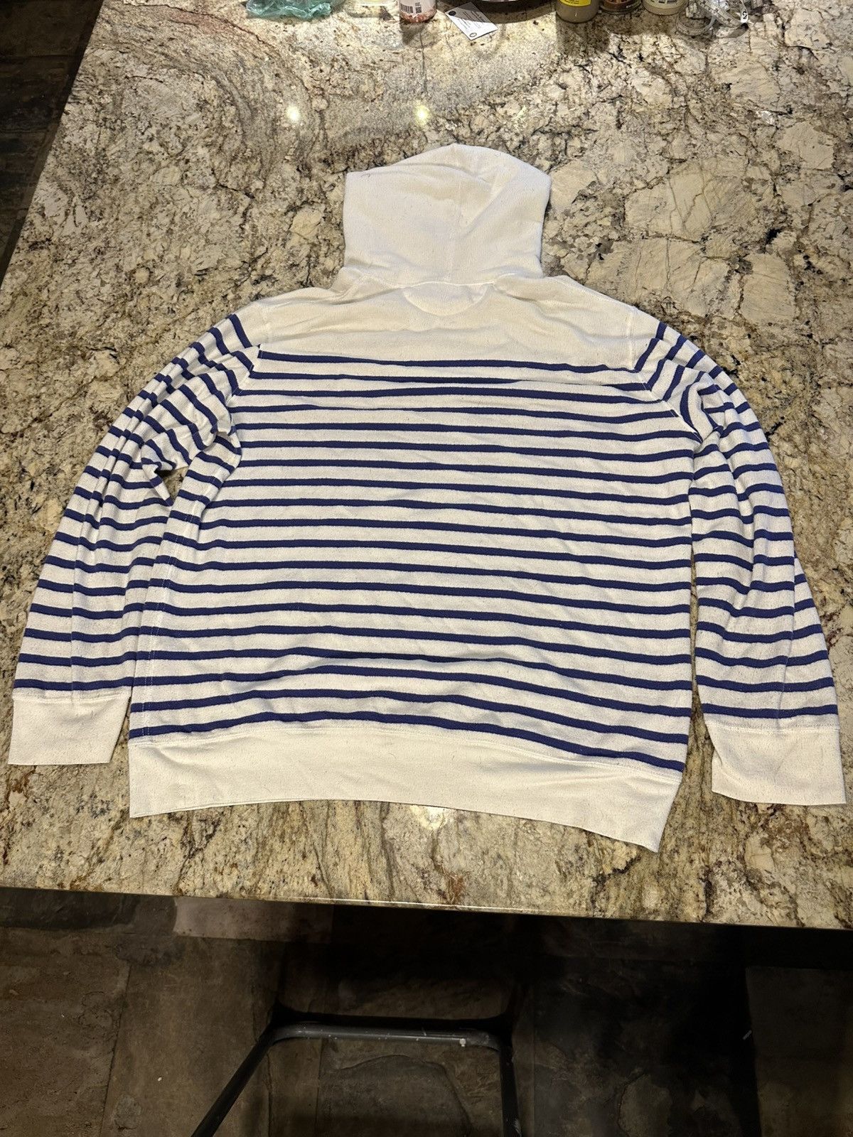 Polo Ralph Lauren × Vintage Polo Ralph Lauren Striped hoodie White and Blue Size US XL / EU 56 / 4 - 6 Thumbnail