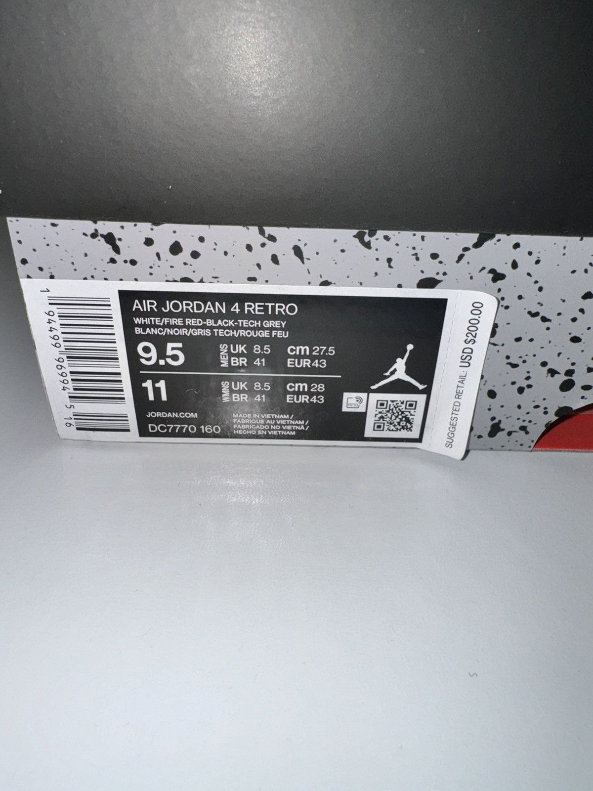 Jordan Brand Air Jordan 4 Retro Og ‘Fire Red’ 2020 Size US 9.5 / EU 42-43 - 5 Thumbnail