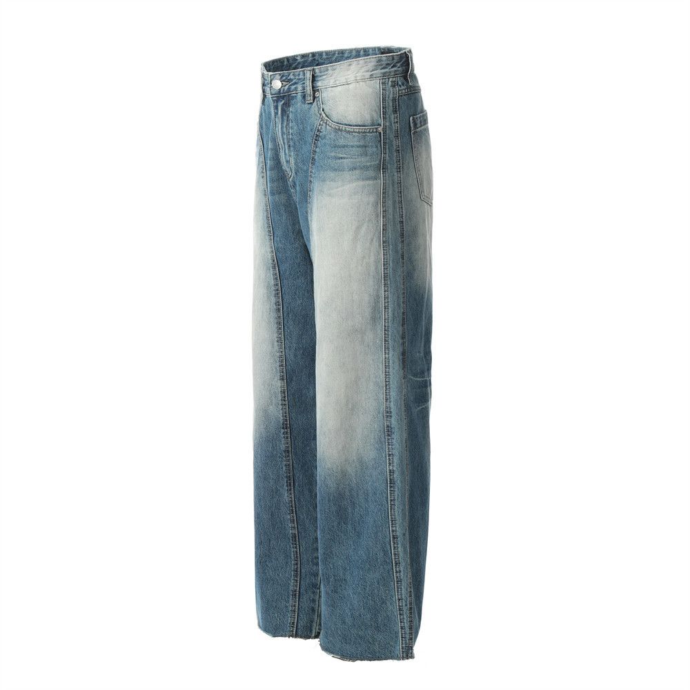 Japanese Brand × Jean Men's loose wide-leg distressed raw edge washed jeans Size US 32 / EU 48 - 2 Thumbnail