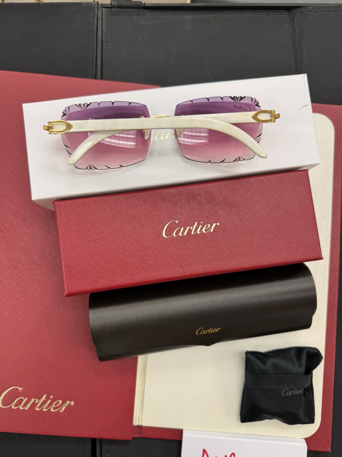 Cartier Cartier White Buffalo Horn Sunglasses Diamond Cut White Buff Size ONE SIZE - 1 Thumbnail