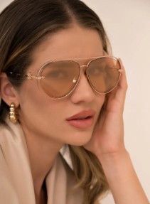 Roberto Cavalli Roberto Cavalli SRC032M 300G Sunglasses Gold Aviator Frame Size ONE SIZE - 6 Thumbnail