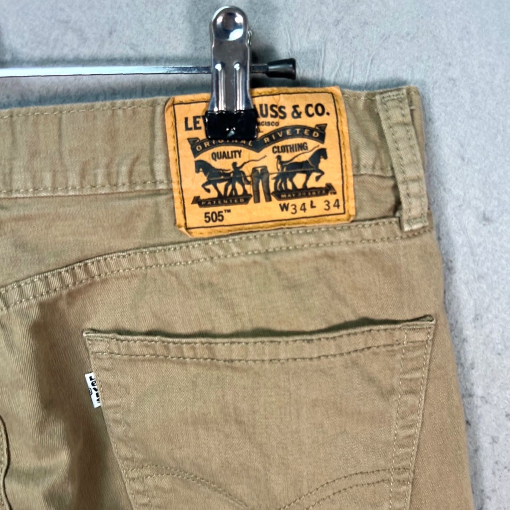 Levi's Levi's 505 Jeans Mens 34 Regular Khaki Cotton Denim 5-Pocket Straight Pants Vintage No Size US 34 / EU 50 - 3 Thumbnail