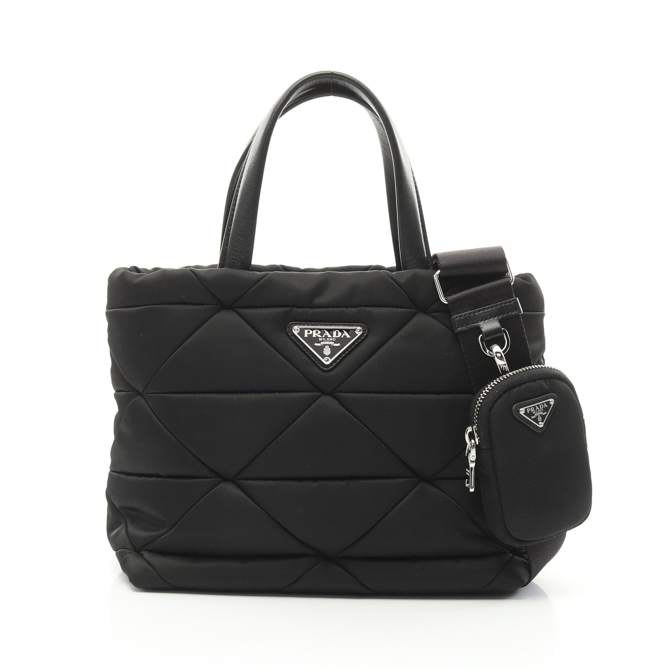 Prada Prada Tessuto Quiltin Re-Nylon Padet Handbag Tote Bag Nylon Black Size ONE SIZE - 1 Thumbnail
