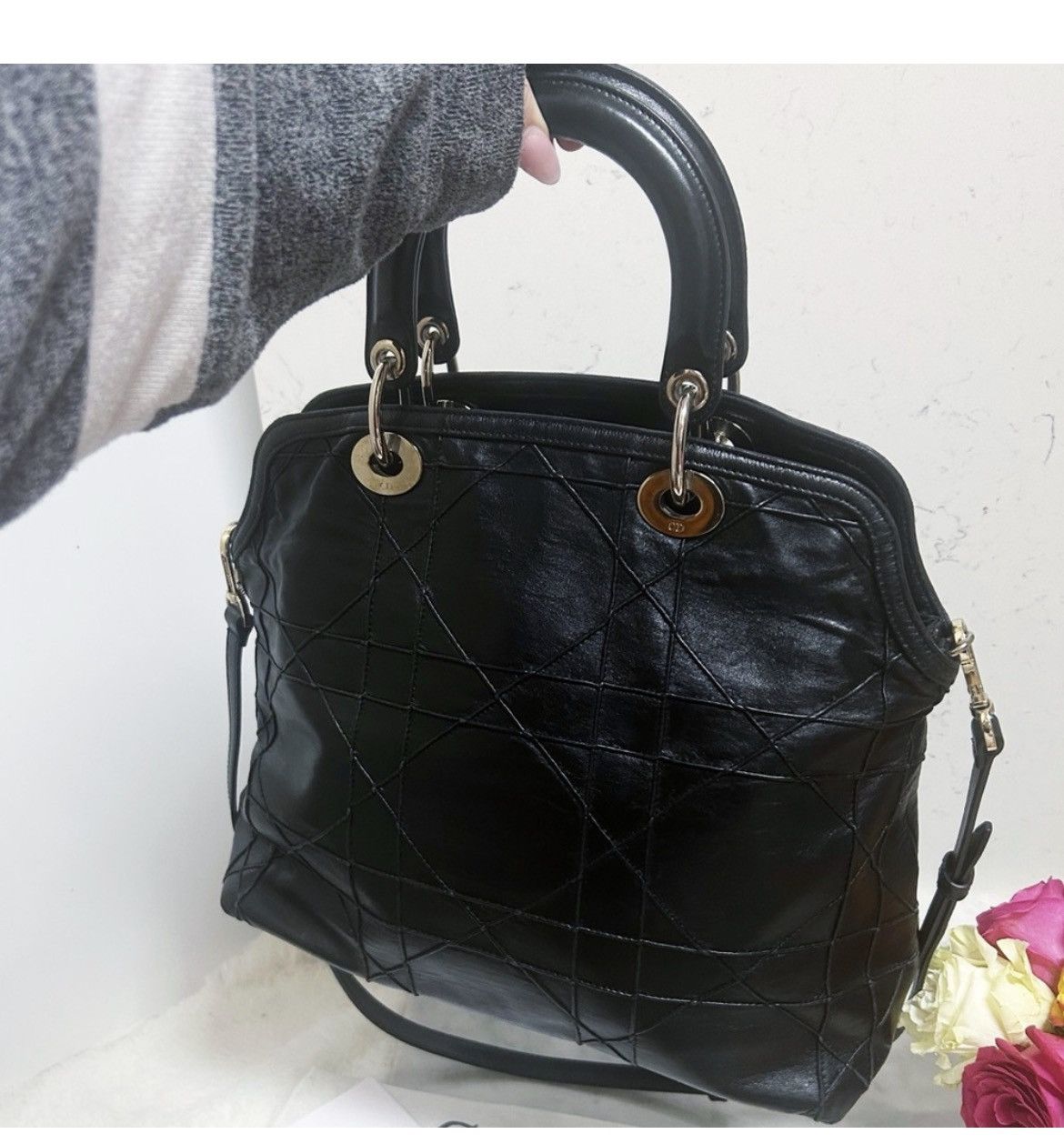Dior Authentic Dior Gorgeous Black Medium Cannage Granville Bag Size ONE SIZE - 12 Thumbnail
