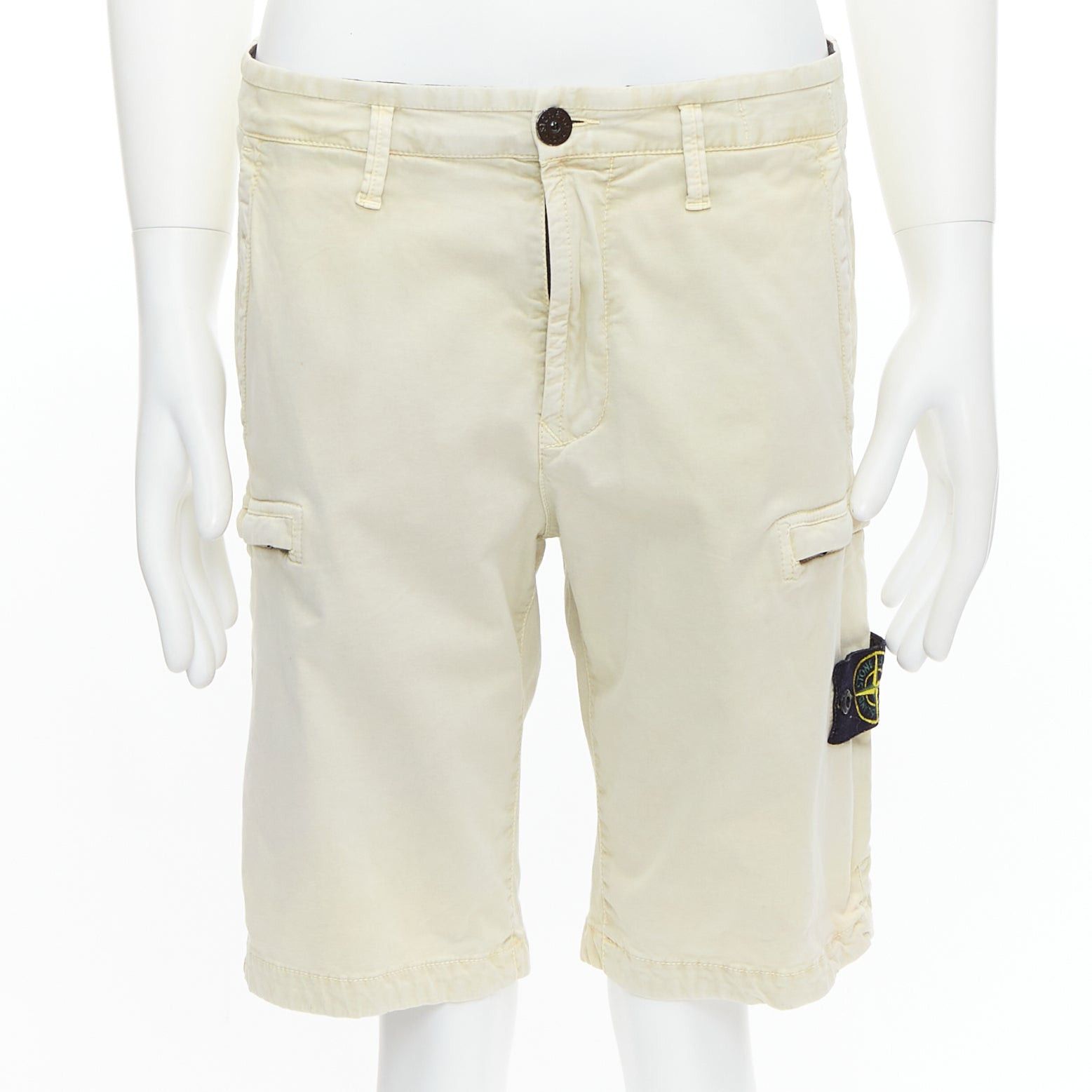 Stone Island STONE ISLAND 2020 stone washed cotton blend logo patch shorts 30" Size US 30 / EU 46 - 1 Thumbnail