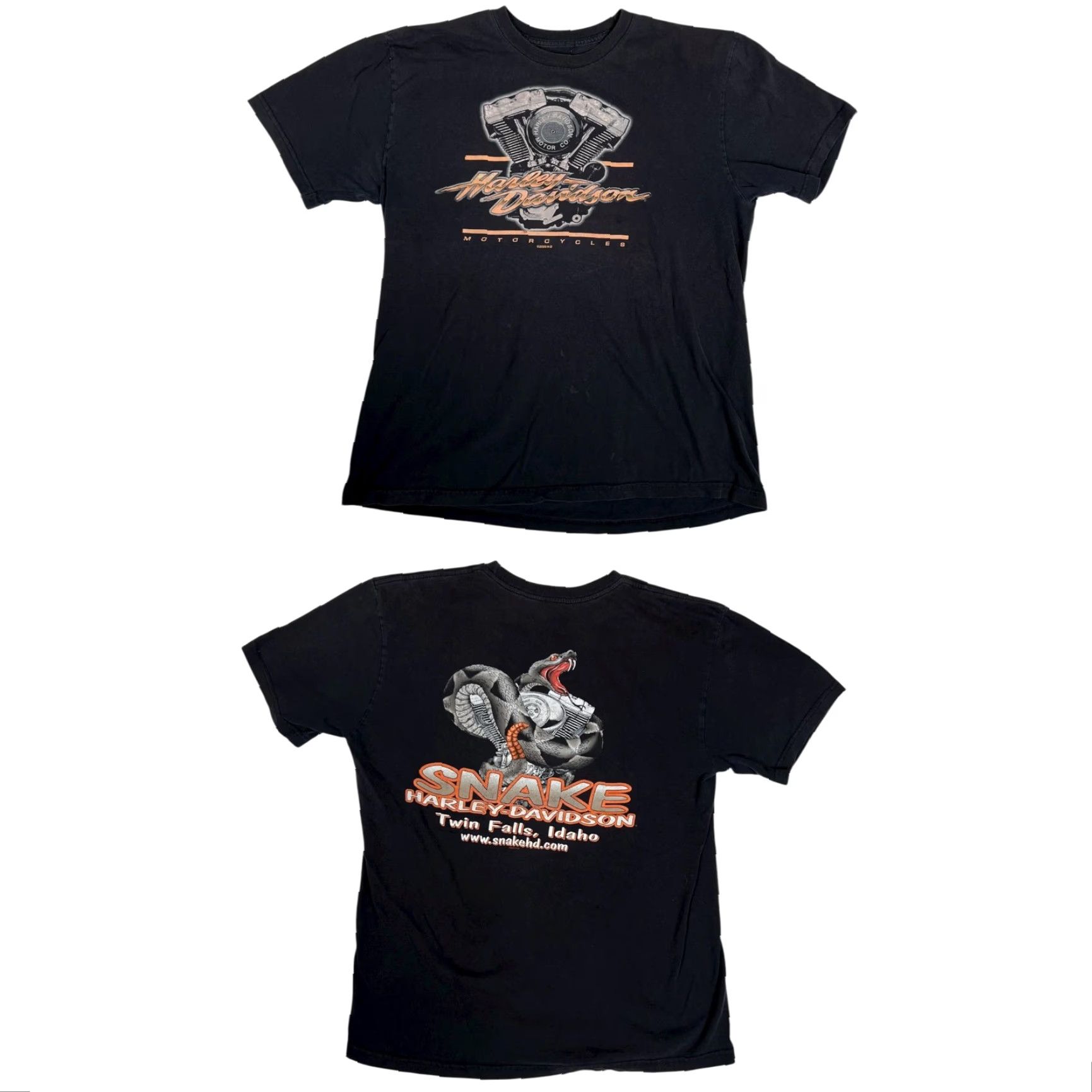 Harley Davidson VINTAGE Harley-Davidson T-Shirt Mens Large Black Short Sleeve Crew Neck Graphic Print Snake Twin Falls Idaho Mens Size US L / EU 52-54 / 3 - 2 Thumbnail