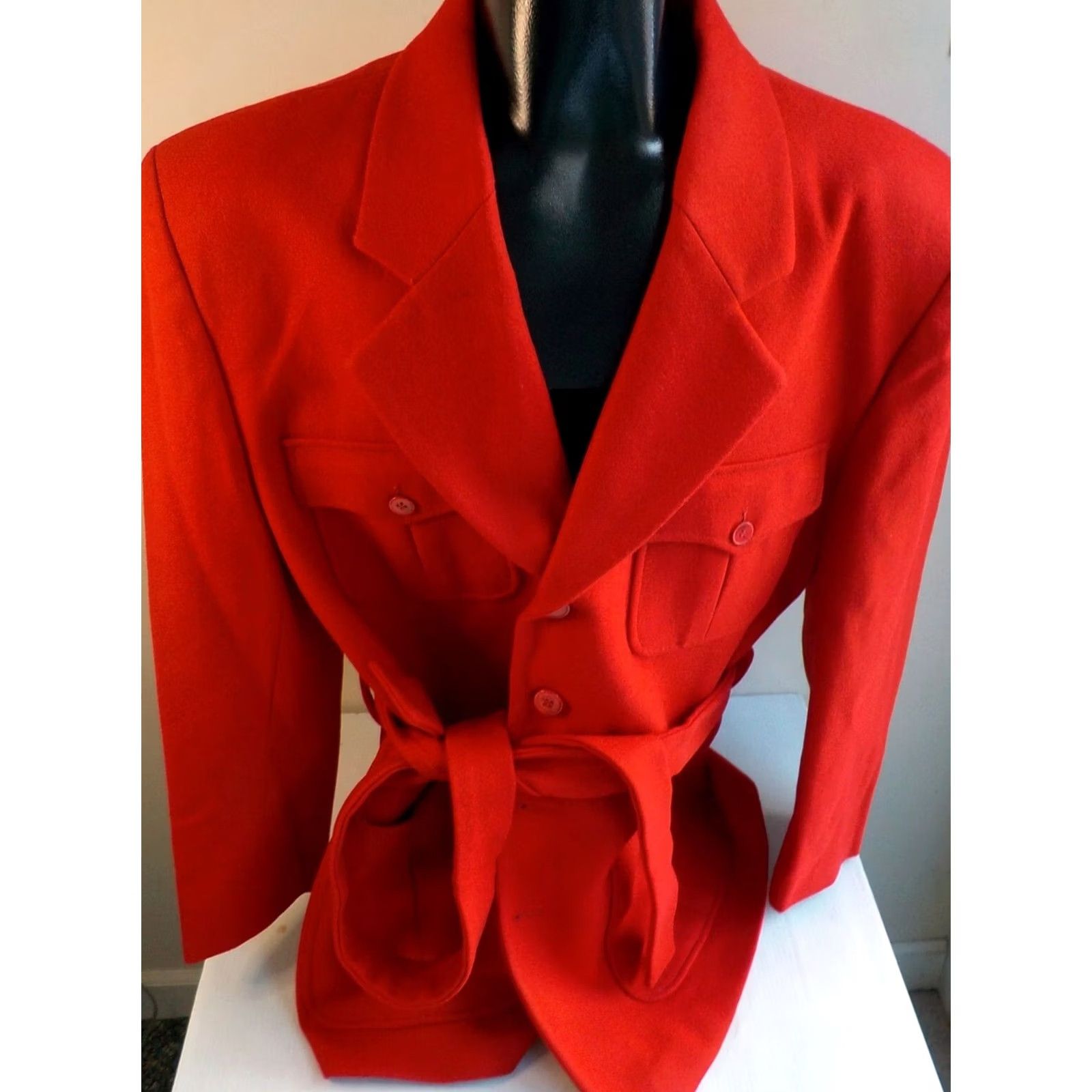 Vintage SUCCESSO Uomo By Phita Belted Mens Wool Blend Coat Red L NEW WITH TAGS Jacket Overcoat"} Size US L / EU 52-54 / 3 - 2 Thumbnail