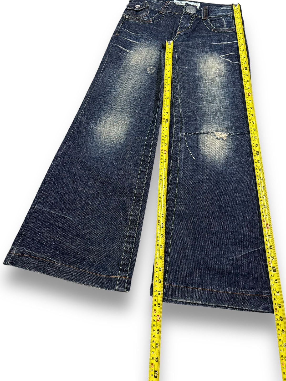 Vintage Japanese Brand Flare Wide Leg Distressed Punk Jeans