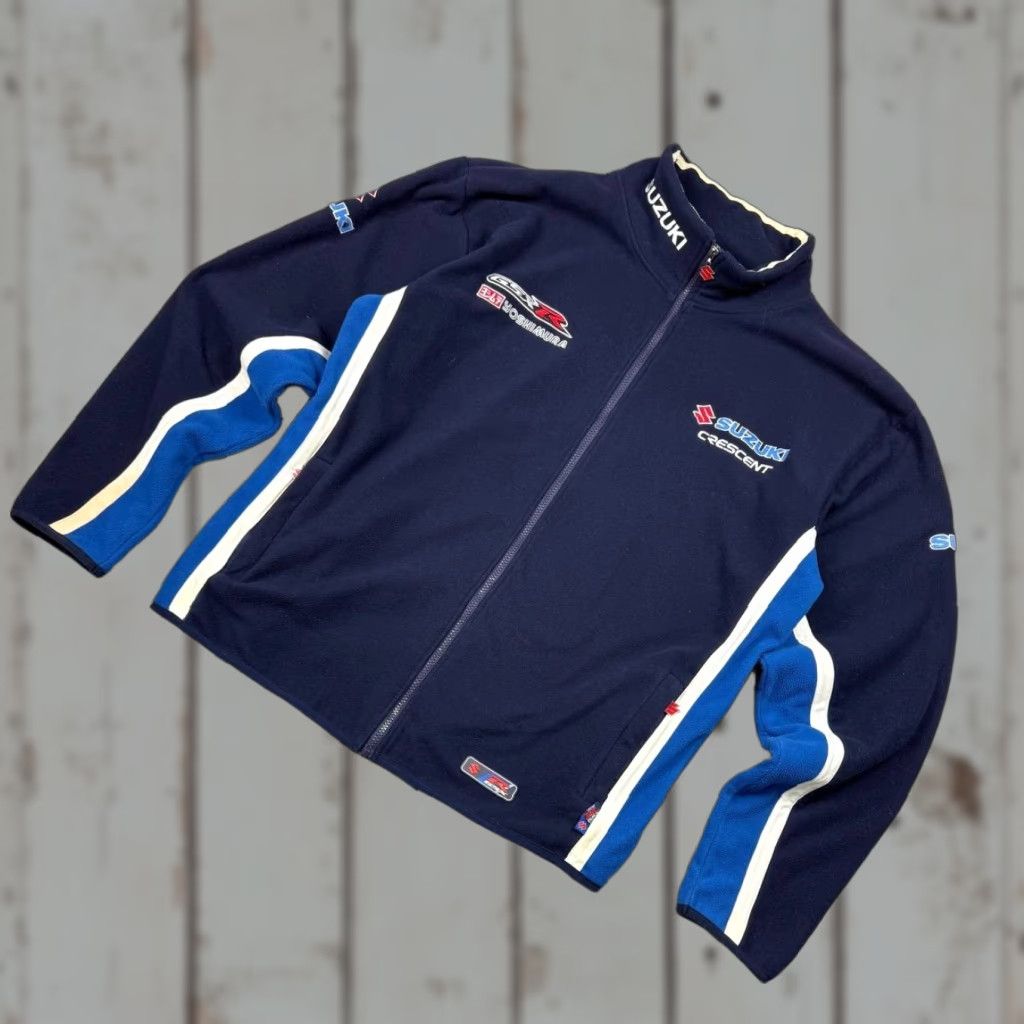 Vintage VINTAGE Suzuki Racing Fleece Jacket 90s Big Logo Men XL Blue Jacket Size US XL / EU 56 / 4 - 1 Thumbnail