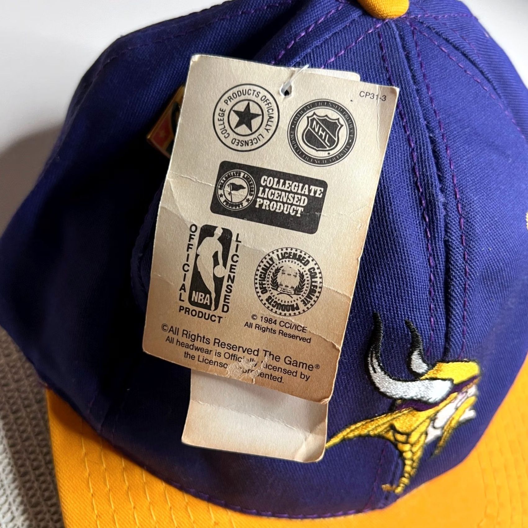 NFL VINTAGE The Game Minnesota Vikings Fitted Hat 7 3/8 Purple Yellow NFL Deadstock Hat Mens Size ONE SIZE - 7 Thumbnail