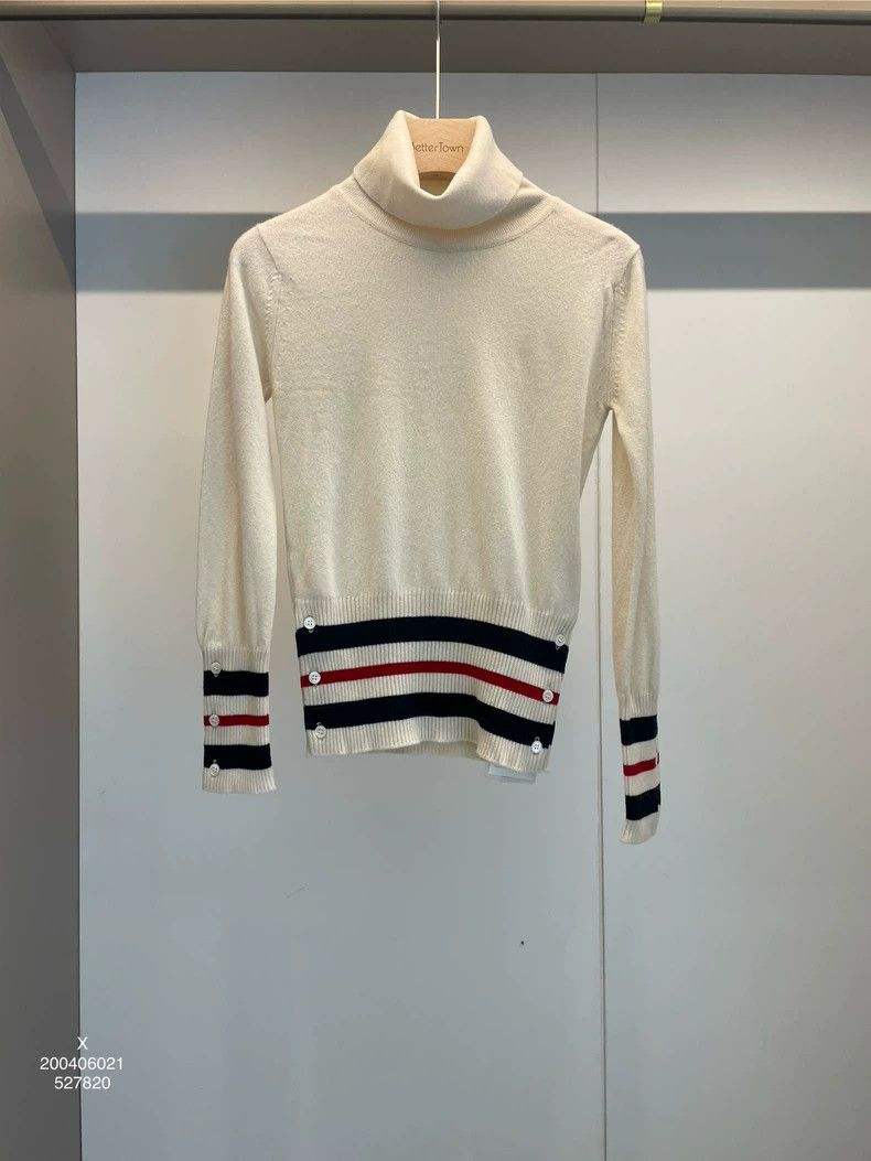 Thom Browne Thom Browne White American goat hair high collar sweater Size S / US 4 / IT 40 - 1 Thumbnail