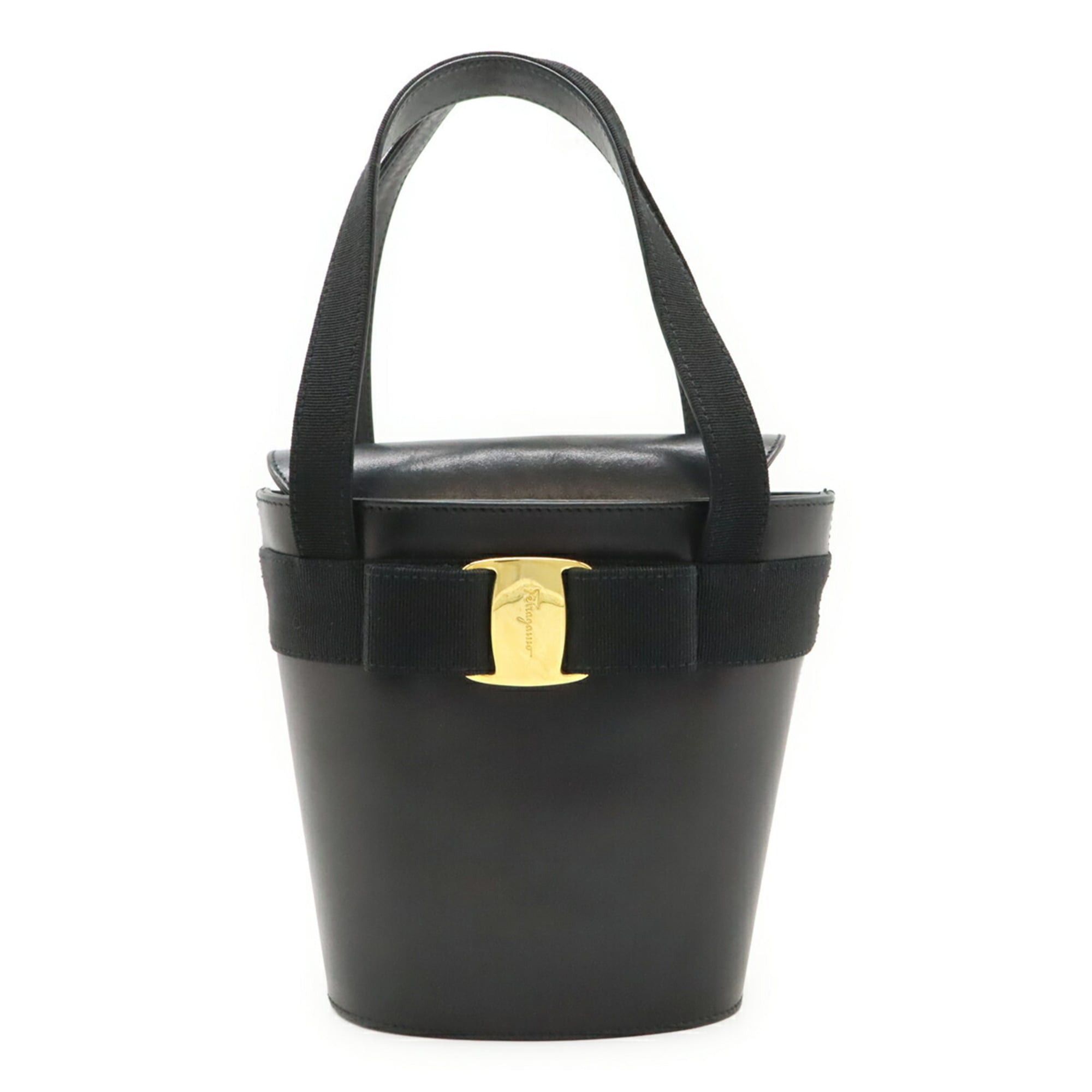 Salvatore Ferragamo Salvatore Ferragamo Vara Ribbon Bucket Bag Handbag Leather Black BA21 16161 Size ONE SIZE - 1 Thumbnail
