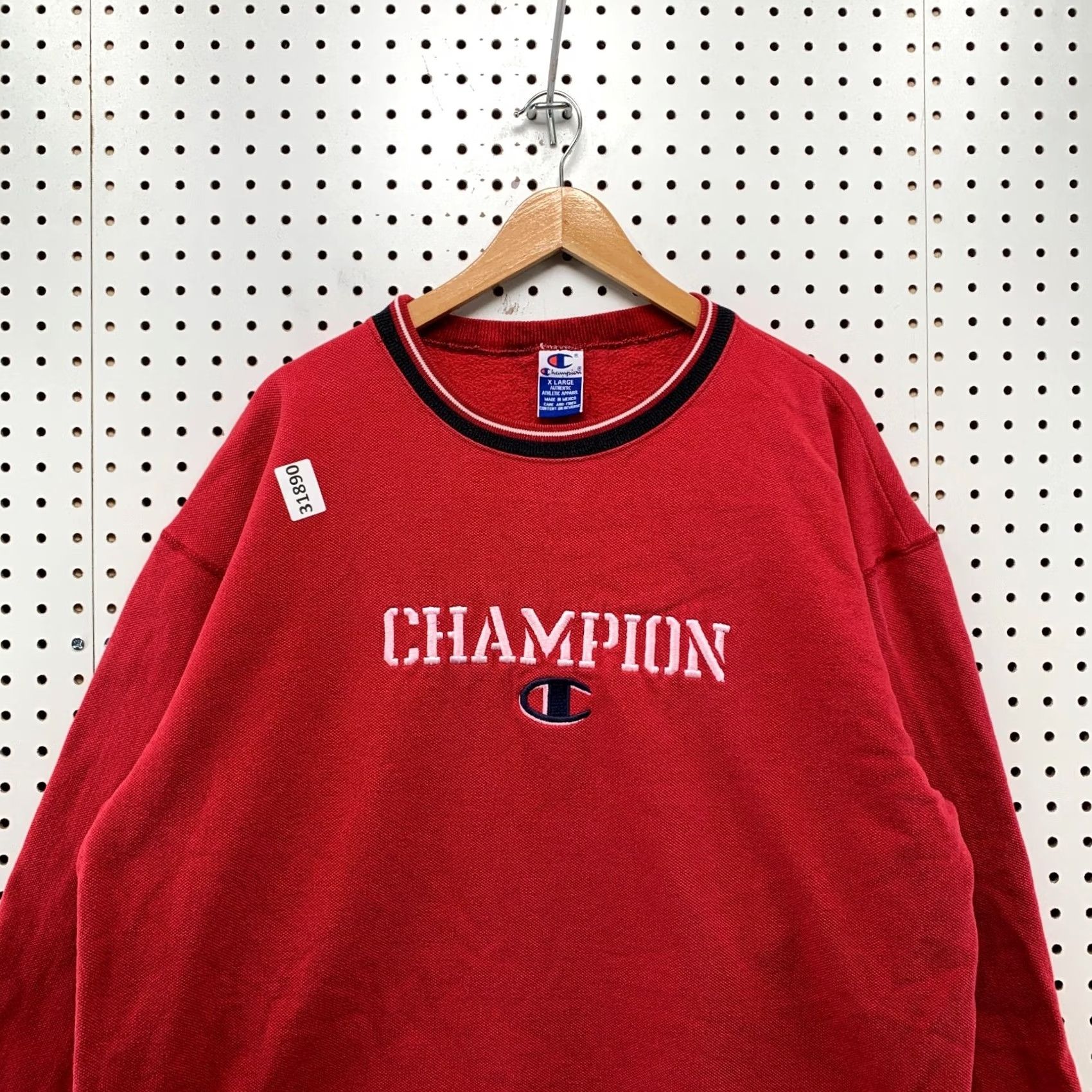 Champion Vintage Champion Red Knit Sweatshirt Long Sleeve Men XL 26x28 90s Crew Neck Pullover reverse Weave Size US XL / EU 56 / 4 - 5 Thumbnail