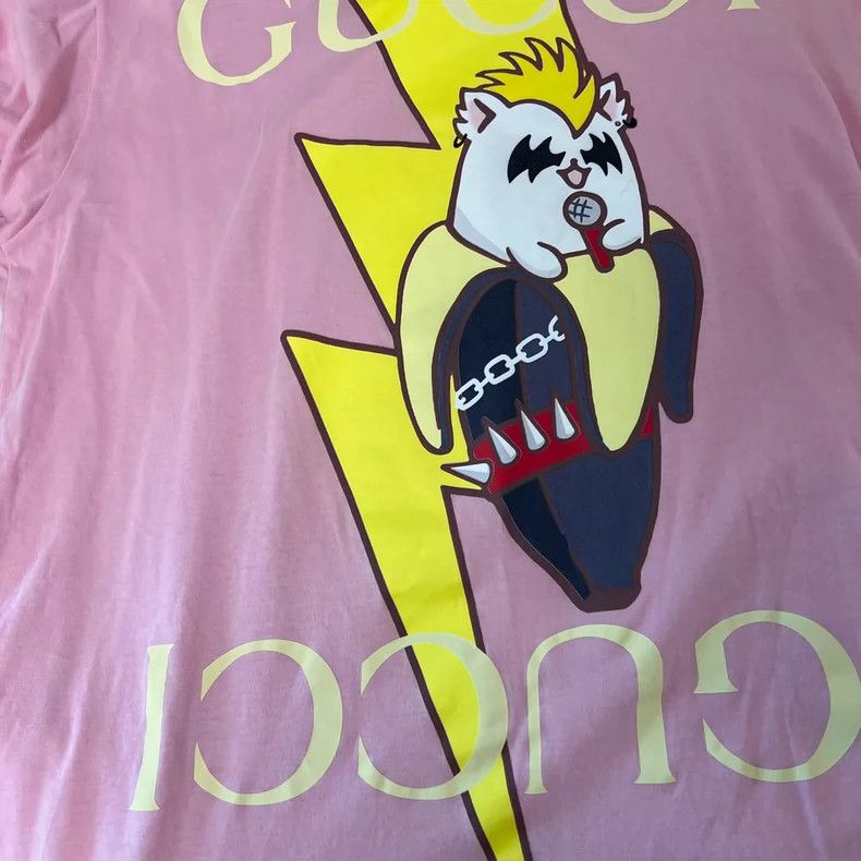 Gucci Gucci Pink cat banana lightning T-shirt short sleeves Size XXS / US 00 / IT 34 - 2 Thumbnail
