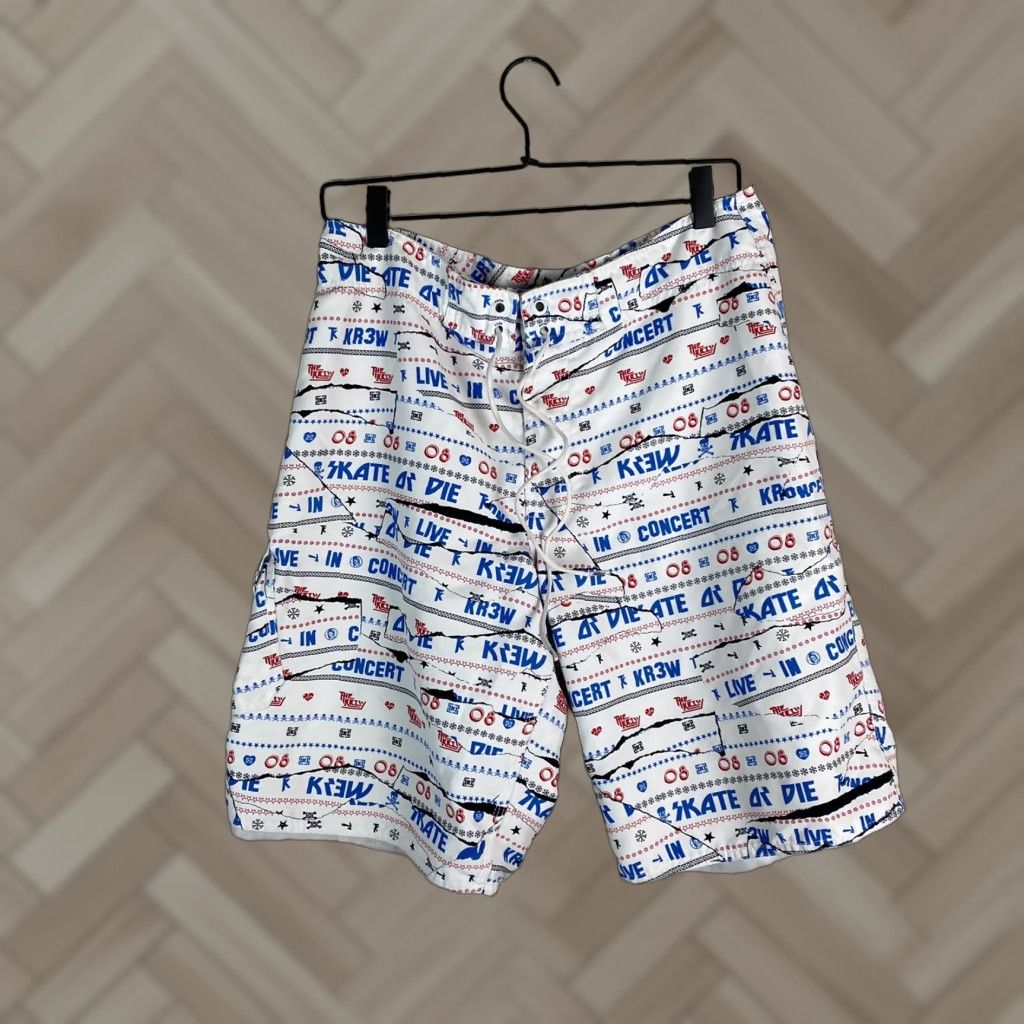VINTAGE KR3W Krew Swim Shorts Mens Size 32 Multicolor Swim Bottom Used 90s? 00s Men KR3W (no extra text)