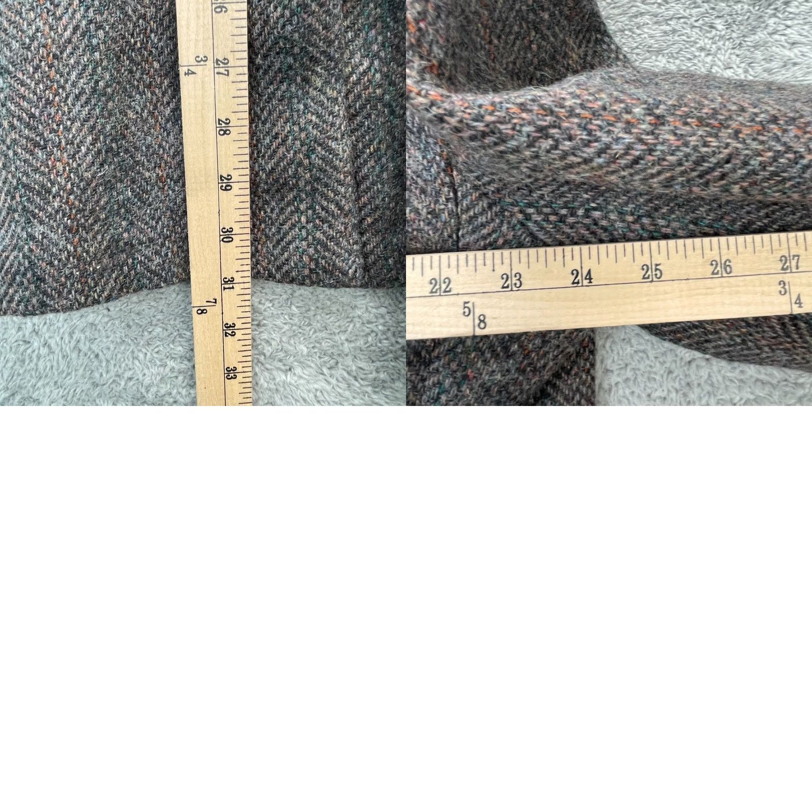 Vintage VINTAGE Huffmans Blazer Jacket Mens XL Gray Tweed Wool Herringbone Coat 90s Made USA Size 46R - 8 Thumbnail