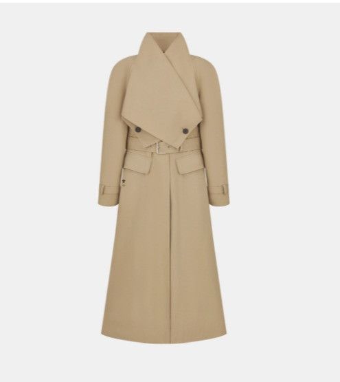 Dior o1w1db11124 Criss Cross Collar Belted Trench Coat in Beige Size XL / US 12-14 / IT 48-50 - 1 Thumbnail