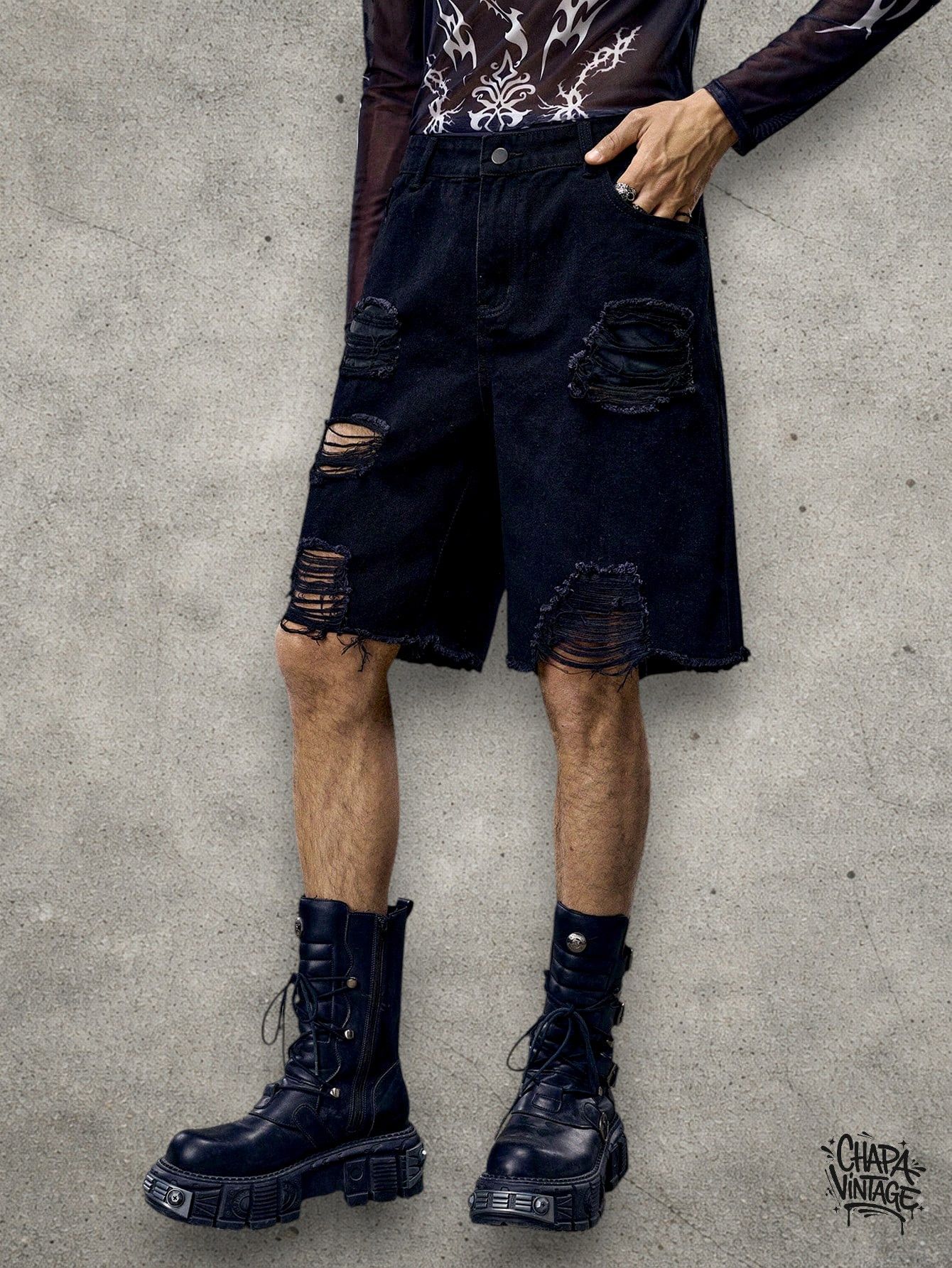 Japanese Brand Ripped goth shorts Size US 32 / EU 48 - 1 Thumbnail