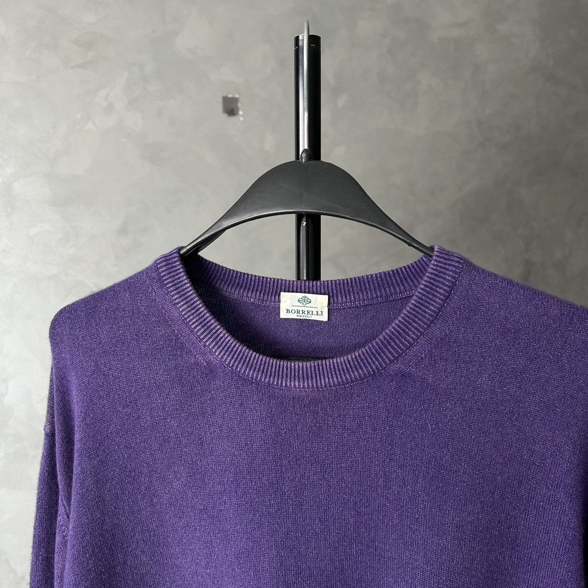 Luigi Borrelli Borrelli Napoli 100% Cashmere Purple Garment Dyed Sweater Size US XL / EU 56 / 4 - 5 Thumbnail
