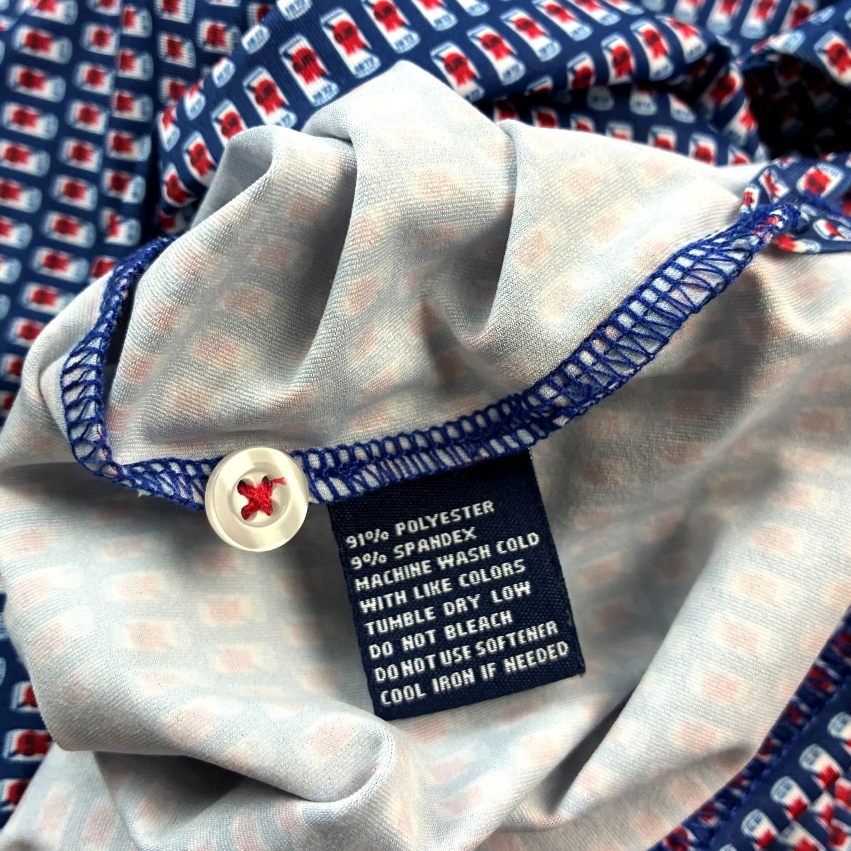 Vintage Donald Ross Shirt Mens L Blue Polo All Over Print Drinks Performance Golf Size US L / EU 52-54 / 3 - 7 Thumbnail