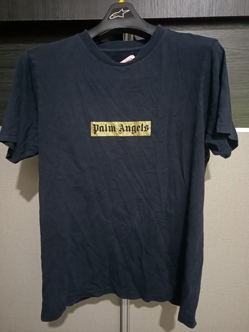 Palm Angels Palm Angels Gold Glitter Box Logo Tee Size US S / EU 44-46 / 1 - 1 Thumbnail