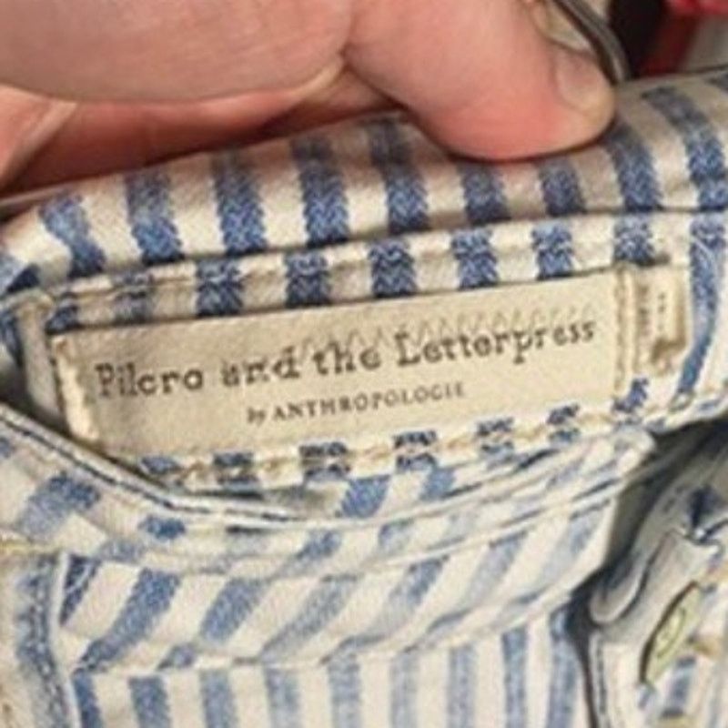 Anthropologie Anthro Pilcro Ultra High-Rise Striped Cotton Denim Shorts Size 26" / US 2 / IT 38 - 6 Thumbnail