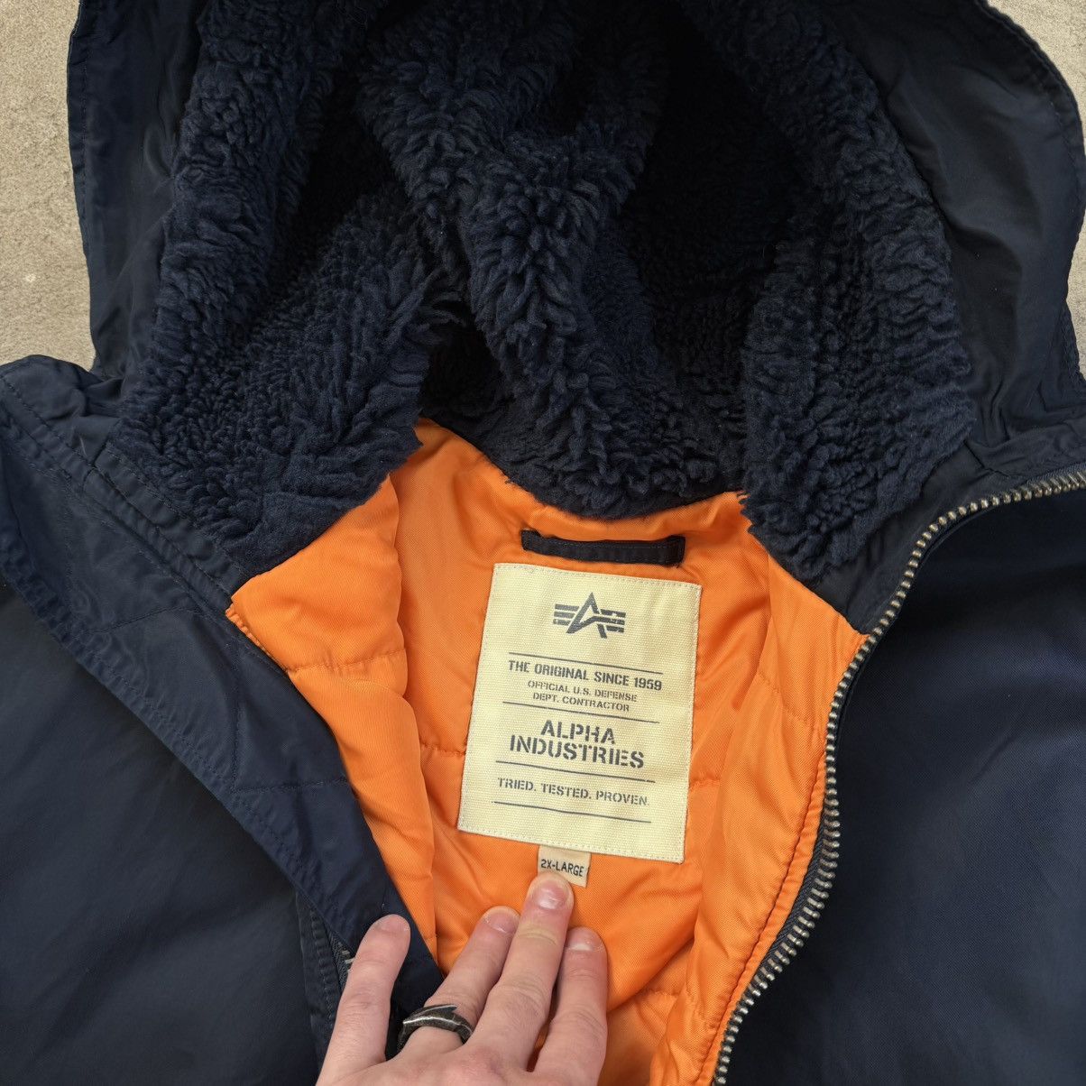 Alpha Industries Alpha Industries Navy Hylon Bomber Jacket With Hood Size US XXL / EU 58 / 5 - 9 Thumbnail