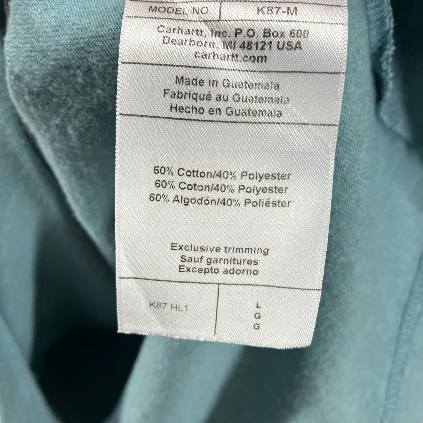 Carhartt Carhartt Mens Large Short Sleeve T-Shirt Teal Crew Neck Logo K87 Relaxed Fit All Seasons Outdoors Shirt Men L Blue Size US L / EU 52-54 / 3 - 7 Thumbnail