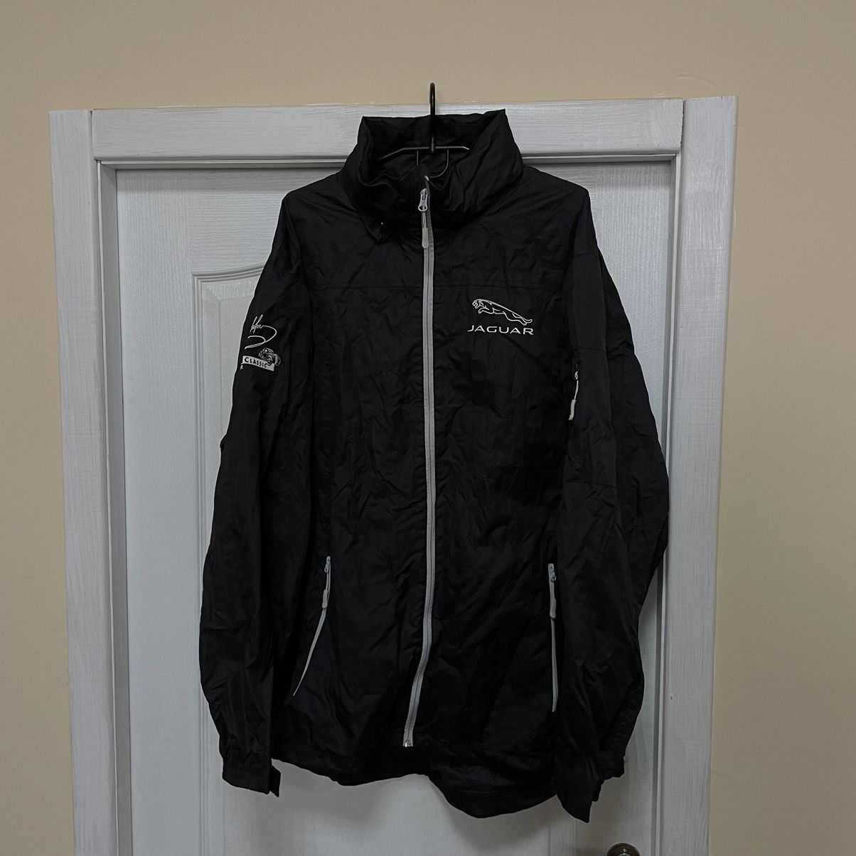 Vintage Jaguar moto black jacket racing hooded nascar