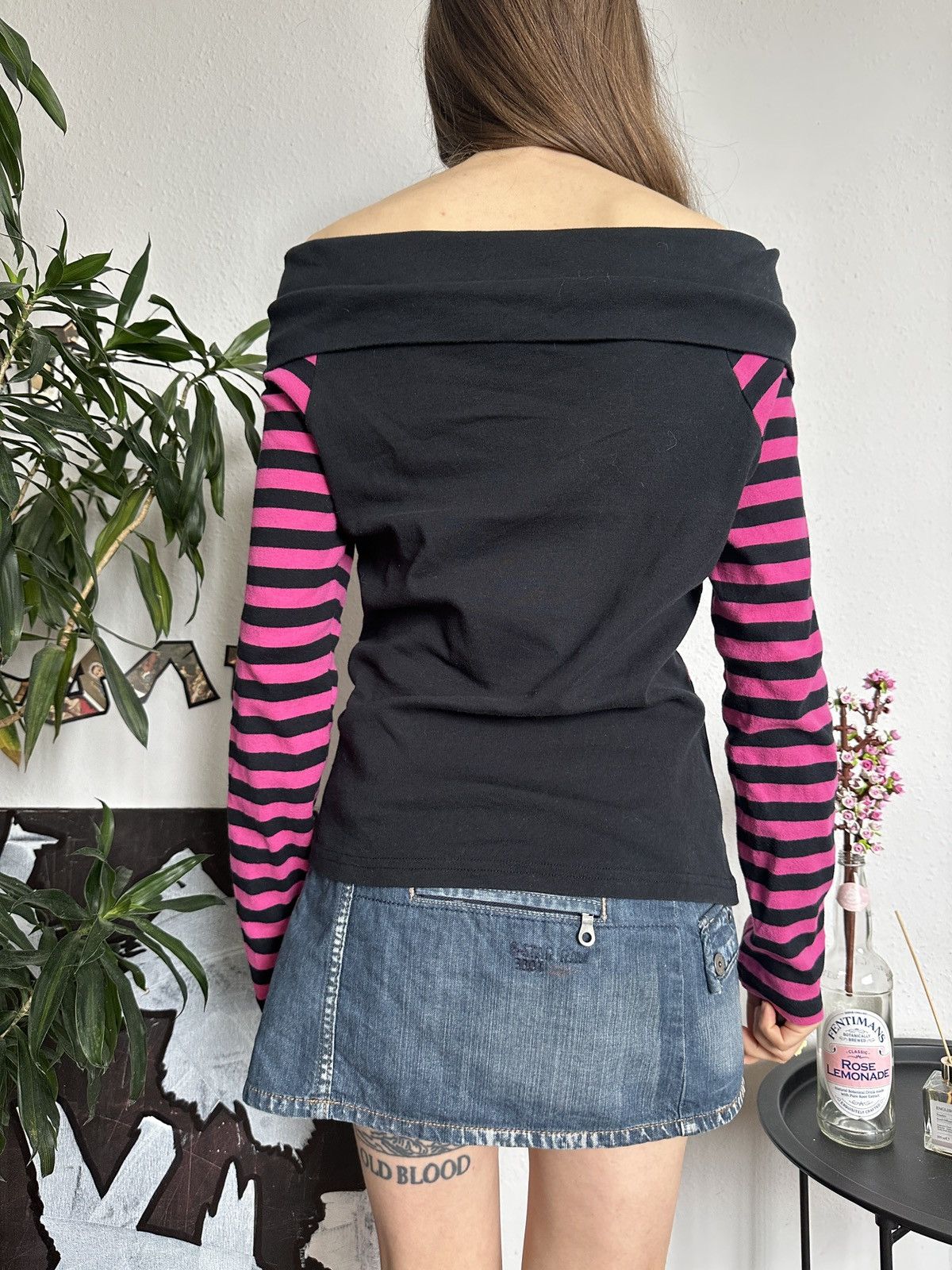 Japanese Brand × Seditionaries Punk Emo Shouldered Pink&Black Stripe Long Sleeve Top Size L / US 10 / IT 46 - 6 Thumbnail