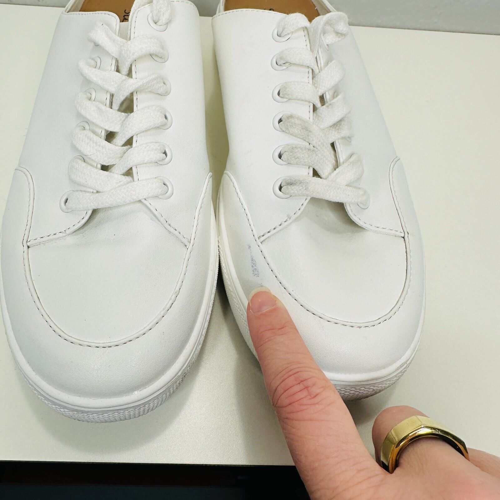 Other Susina White Leatherette Brynlee Closed Toe SlideIn Sneakers Size US 9 / IT 39 - 4 Thumbnail
