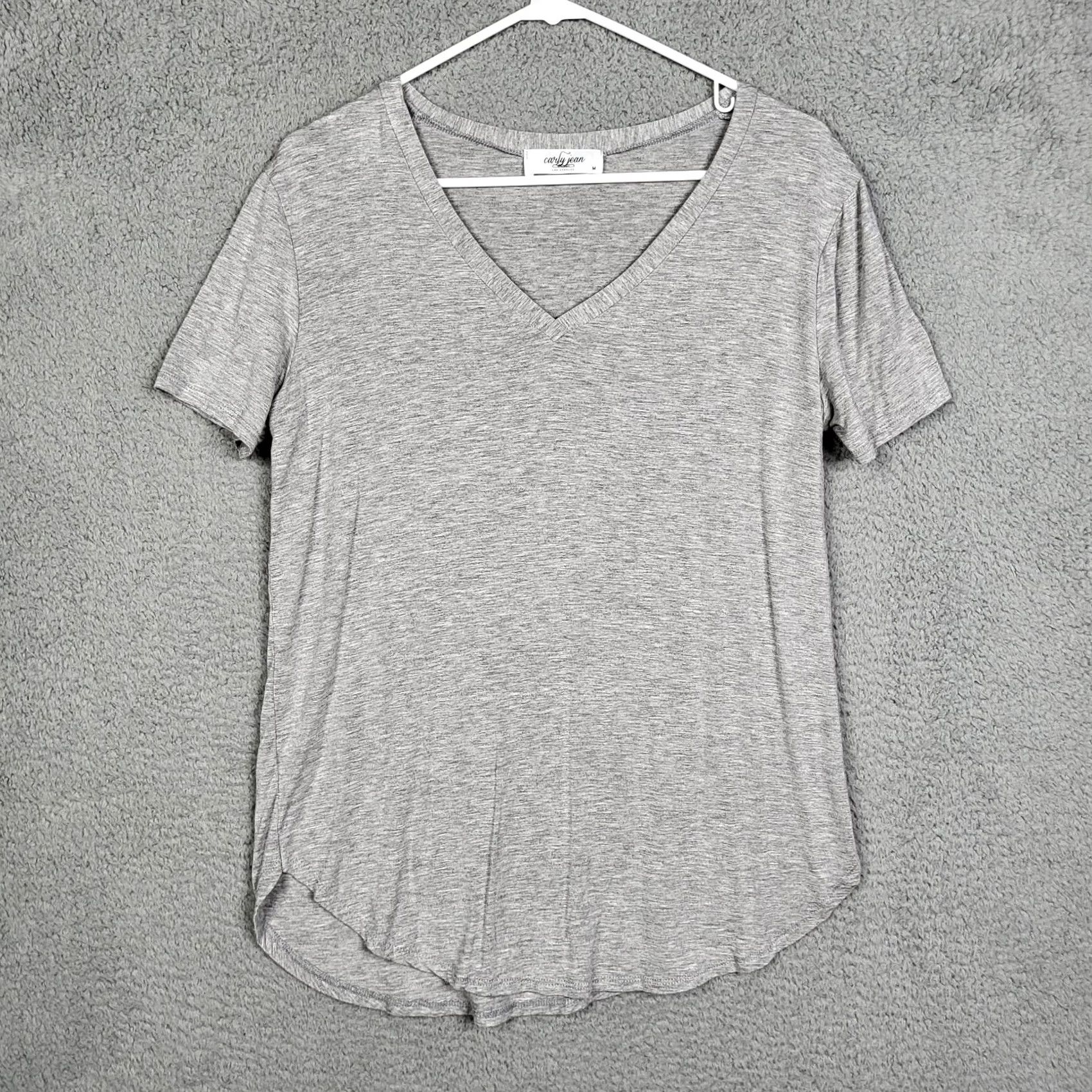 Vintage Carly Jean Women's Gray V-Neck Short Sleeve T-Shirt M Shirt Adults Casual Basic 90s Cars Theme Size M / US 6-8 / IT 42-44 - 2 Thumbnail