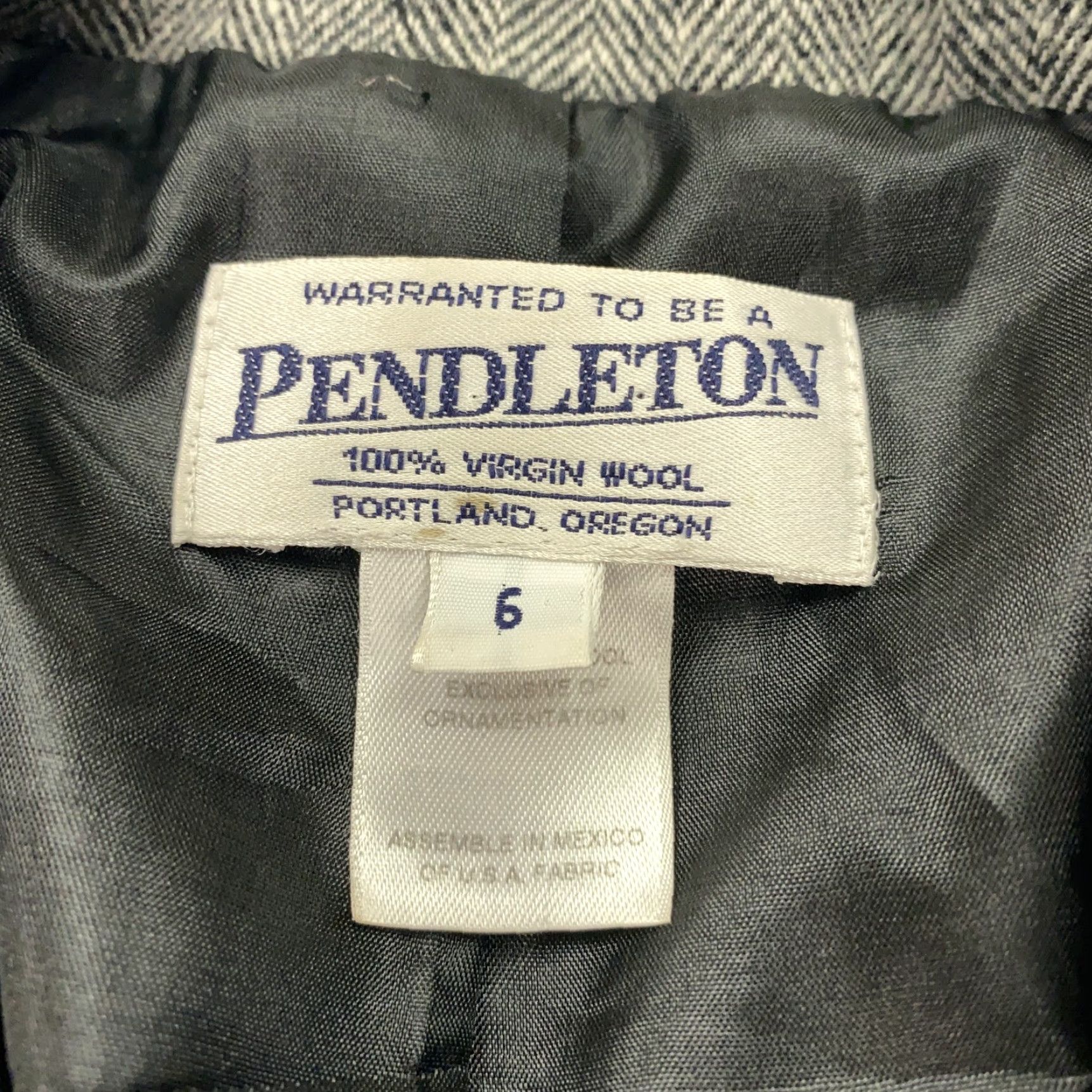 Pendleton VINTAGE Pendleton Blazer Womens 6 Gray Herringbone Wool Jacket Lined Career Size M / US 6-8 / IT 42-44 - 6 Thumbnail