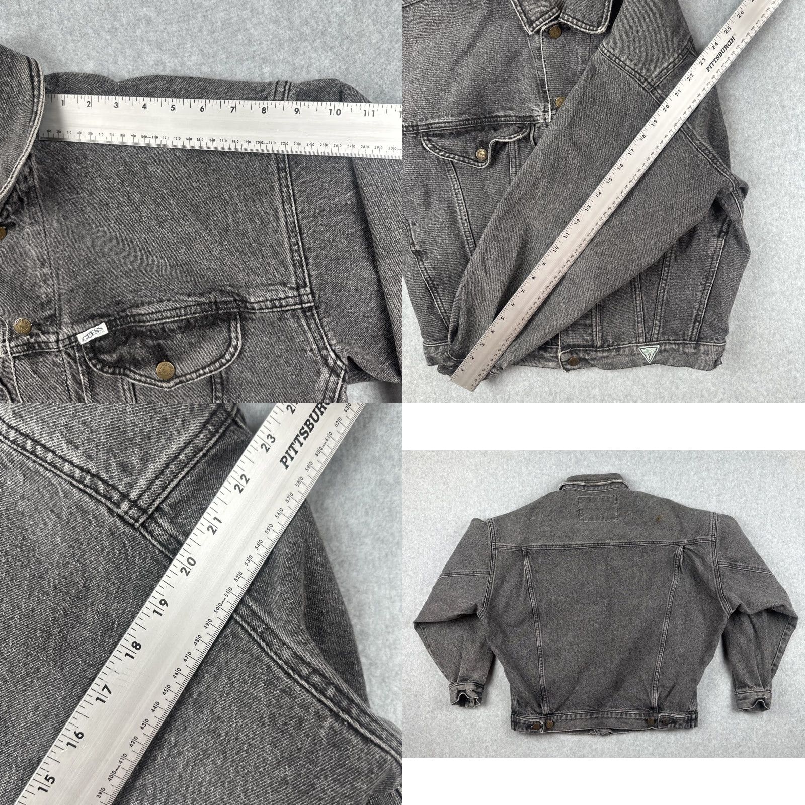 Guess VINTAGE Guess USA American Cut Mens M Faded Black Denim Jacket 80s Size US M / EU 48-50 / 2 - 9 Thumbnail