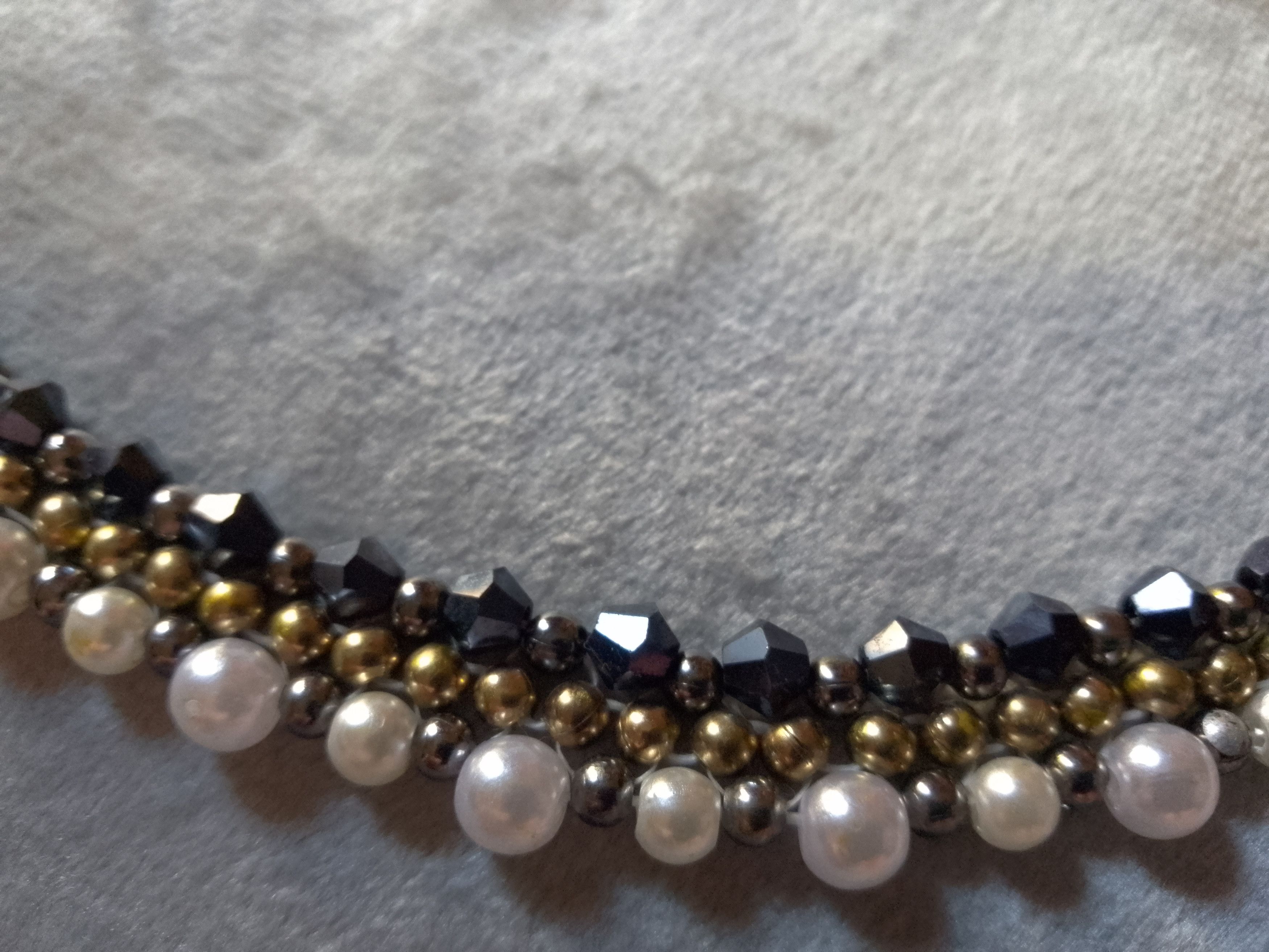 Handmade Necklace. White Pearls dark Blue crystal. Super elegant Size ONE SIZE - 6 Thumbnail